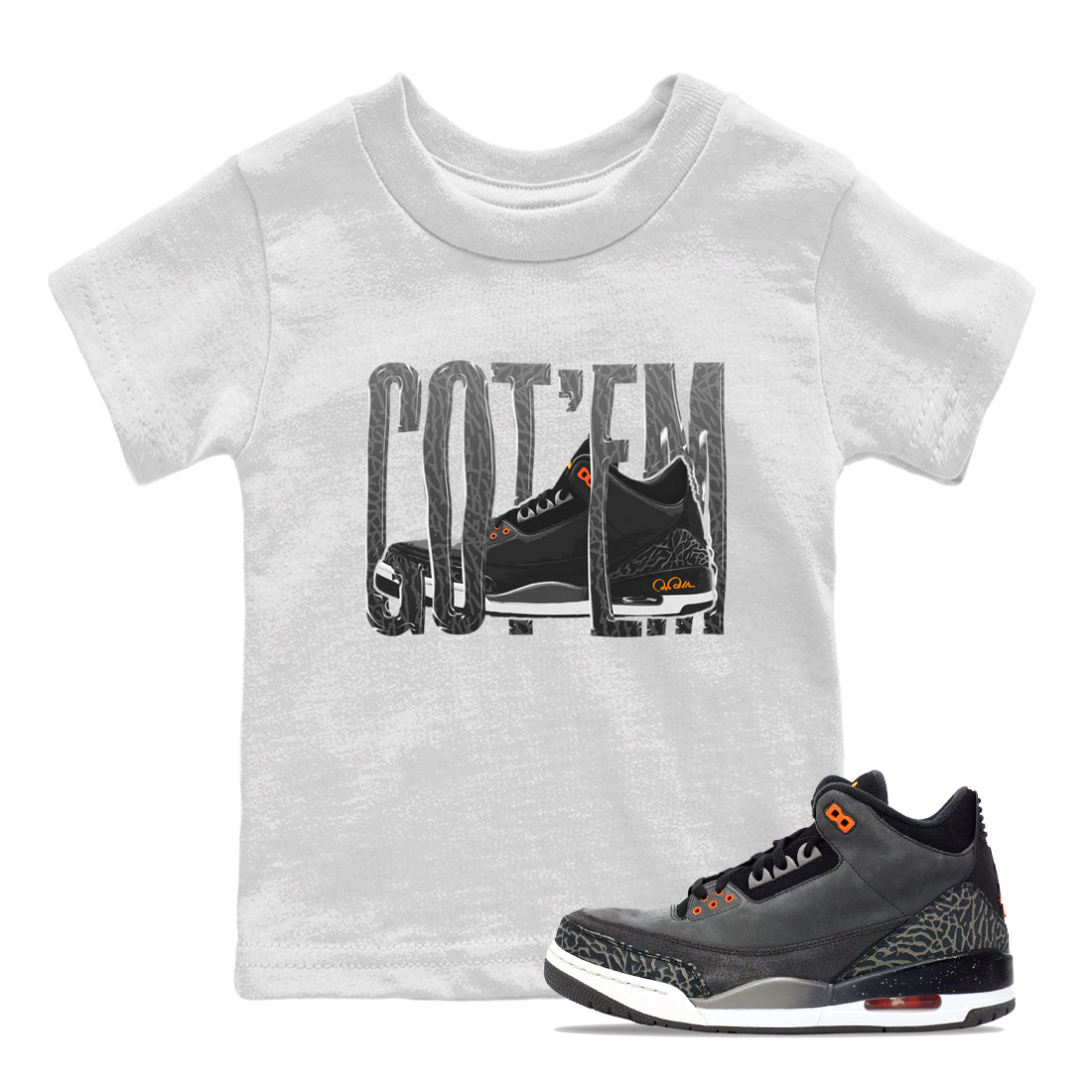 Air Jordan 3 Fear shirt to match jordans Wiggling Gotem sneaker tees AJ3 Fear SNRT Sneaker Release Tees Baby Toddler White 1 T-Shirt