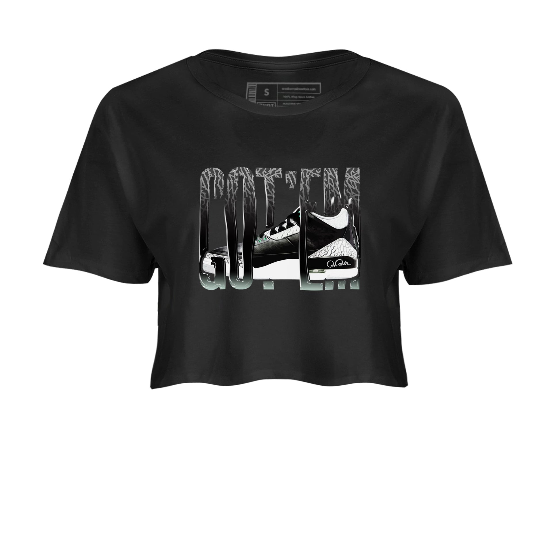 3s Green Glow shirt to match jordans Wiggling Gotem sneaker tees Air Jordan 3 Green Glow SNRT Sneaker Release Tees Black 2 crop length shirt