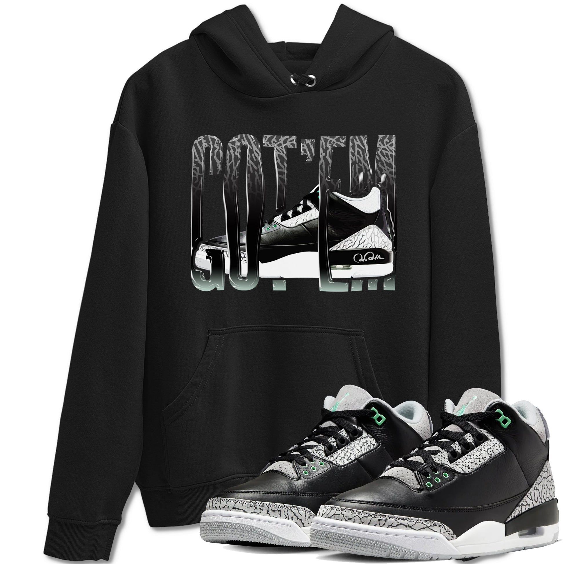 3s Green Glow shirt to match jordans Wiggling Gotem sneaker tees Air Jordan 3 Green Glow SNRT Sneaker Release Tees unisex cotton Black 1 crew neck shirt