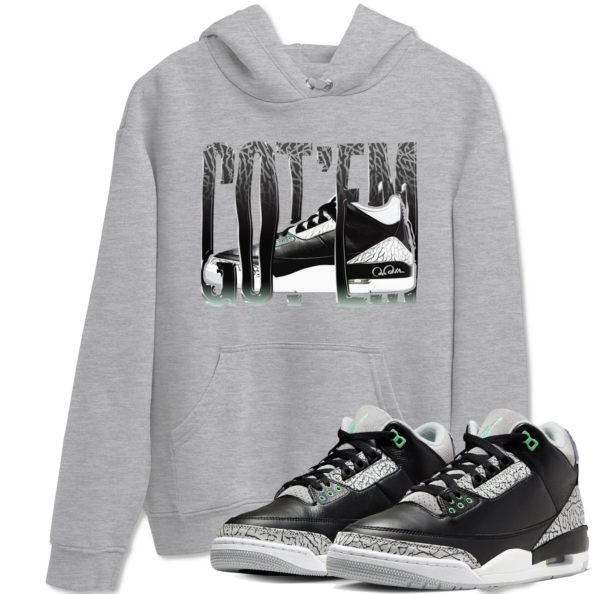 3s Green Glow shirt to match jordans Wiggling Gotem sneaker tees Air Jordan 3 Green Glow SNRT Sneaker Release Tees unisex cotton Heather Grey 1 crew neck shirt