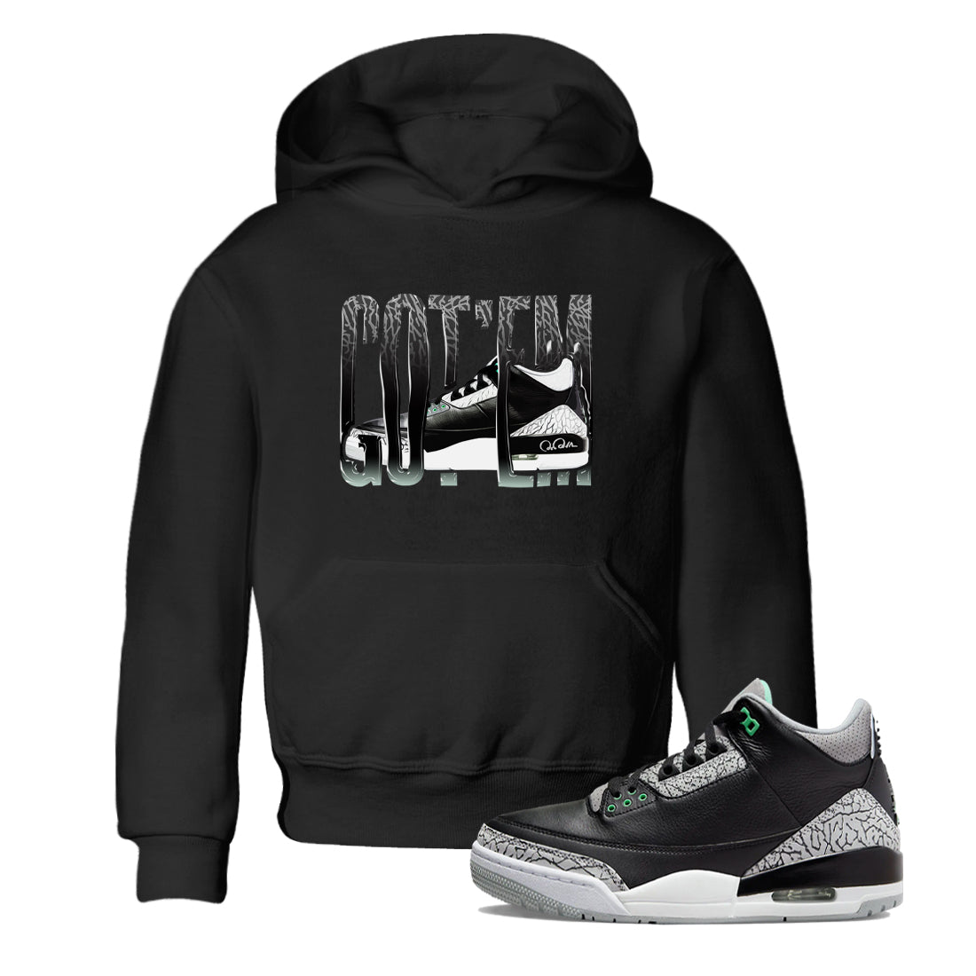 3s Green Glow shirt to match jordans Wiggling Gotem sneaker tees Air Jordan 3 Green Glow SNRT sneaker release tees baby toddler Black 1 cotton Shirt