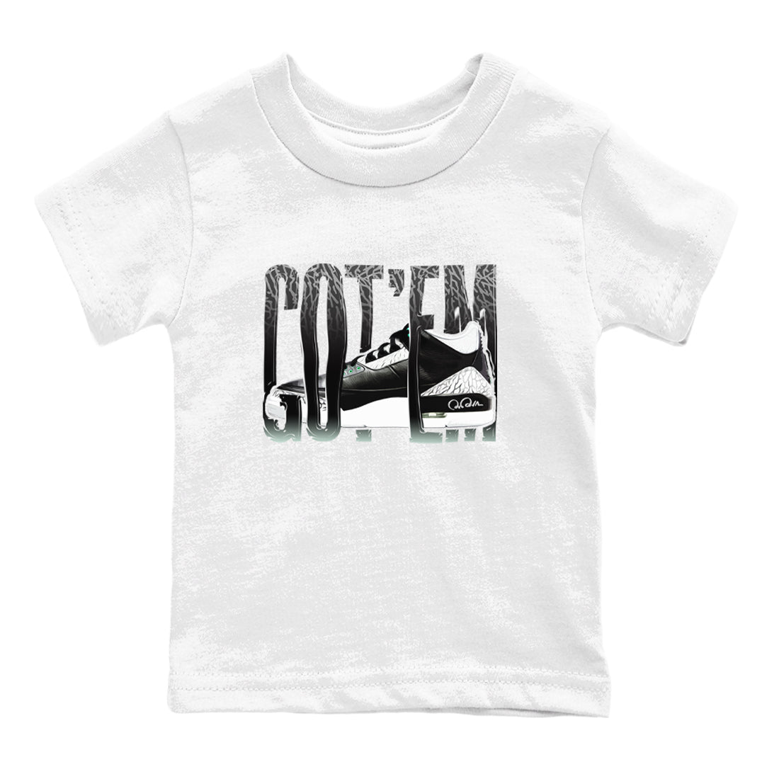 3s Green Glow shirt to match jordans Wiggling Gotem sneaker tees Air Jordan 3 Green Glow SNRT sneaker release tees baby toddler White 2 cotton Shirt