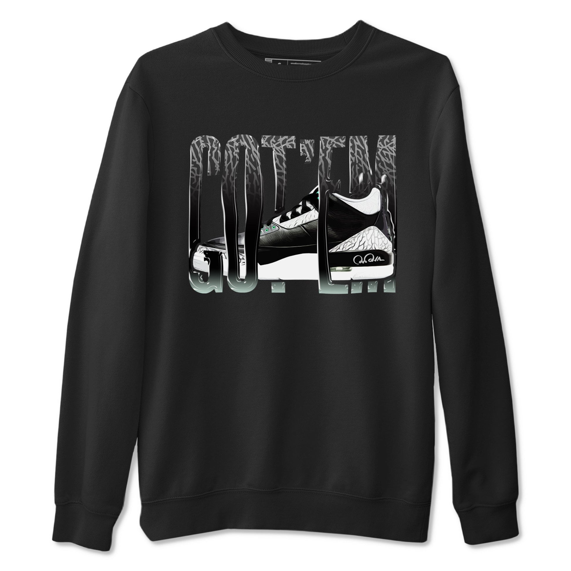 3s Green Glow shirt to match jordans Wiggling Gotem sneaker tees Air Jordan 3 Green Glow SNRT Sneaker Release Tees unisex cotton Black 2 crew neck shirt