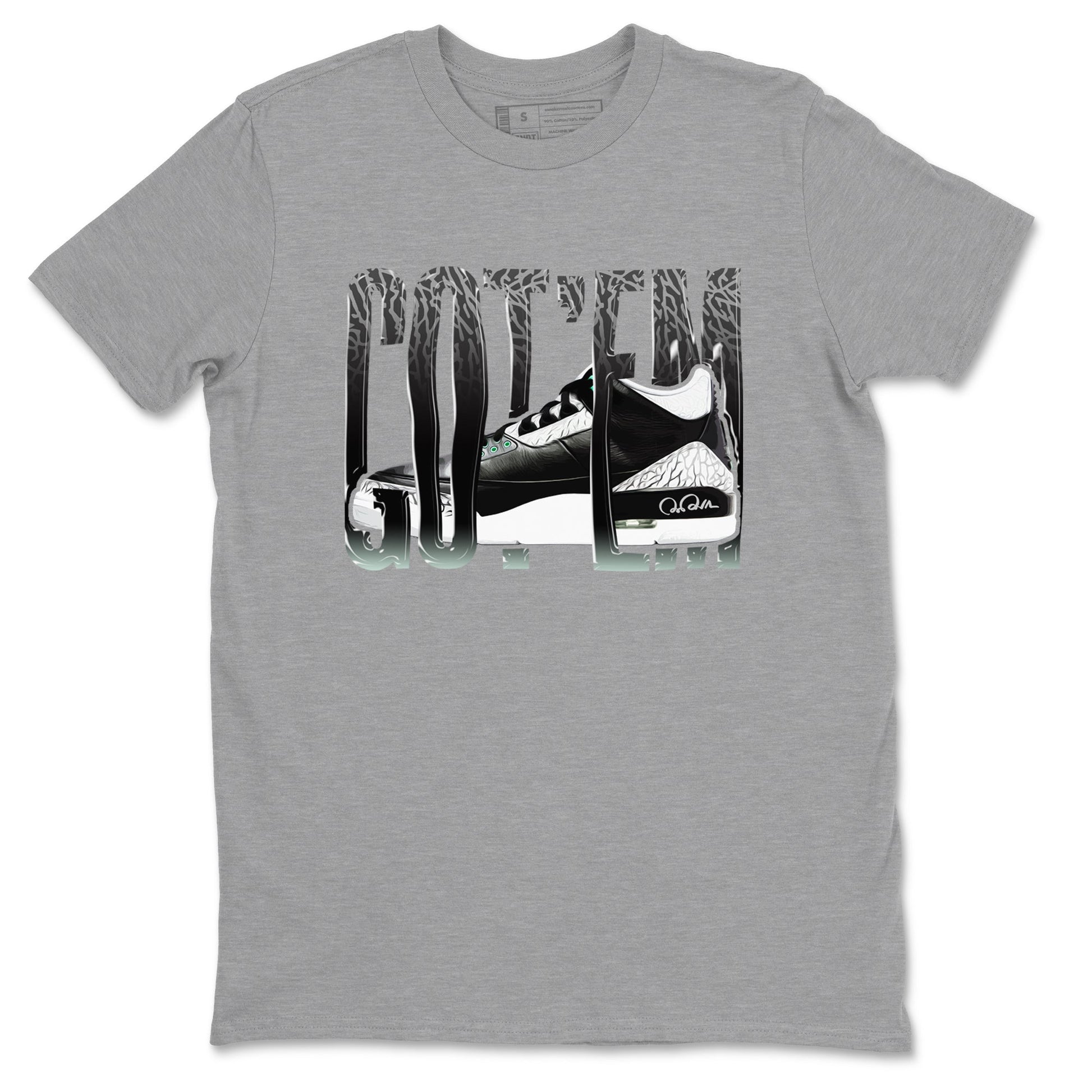 3s Green Glow shirt to match jordans Wiggling Gotem sneaker tees Air Jordan 3 Green Glow SNRT Sneaker Release Tees unisex cotton Heather Grey 2 crew neck shirt