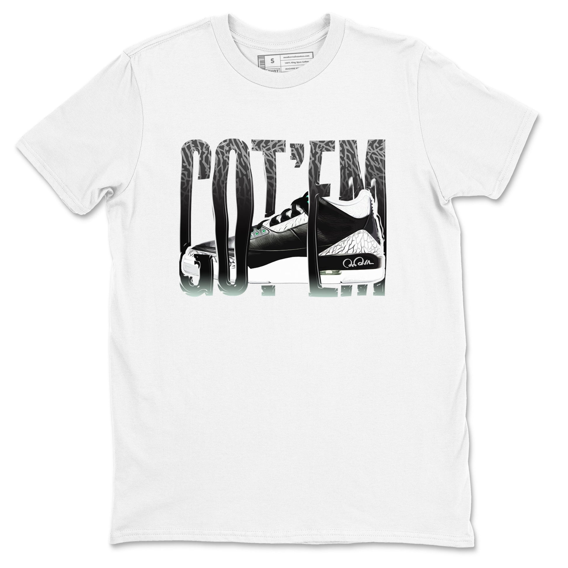 3s Green Glow shirt to match jordans Wiggling Gotem sneaker tees Air Jordan 3 Green Glow SNRT Sneaker Release Tees unisex cotton White 2 crew neck shirt