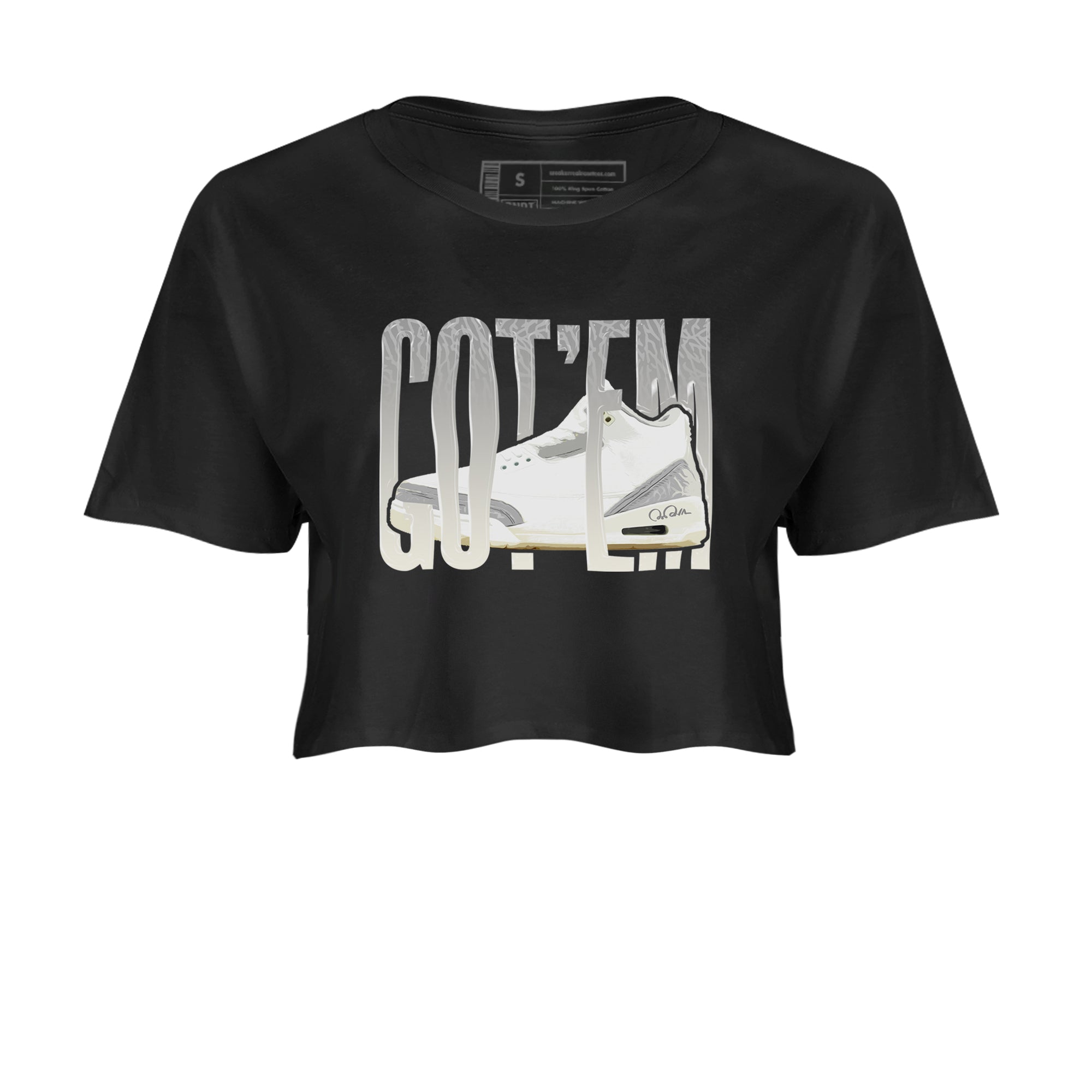 3s Ivory shirt to match jordans Wiggling Gotem sneaker tees Air Jordan 3 Ivory SNRT Sneaker Release Tees Black 2 crop length shirt