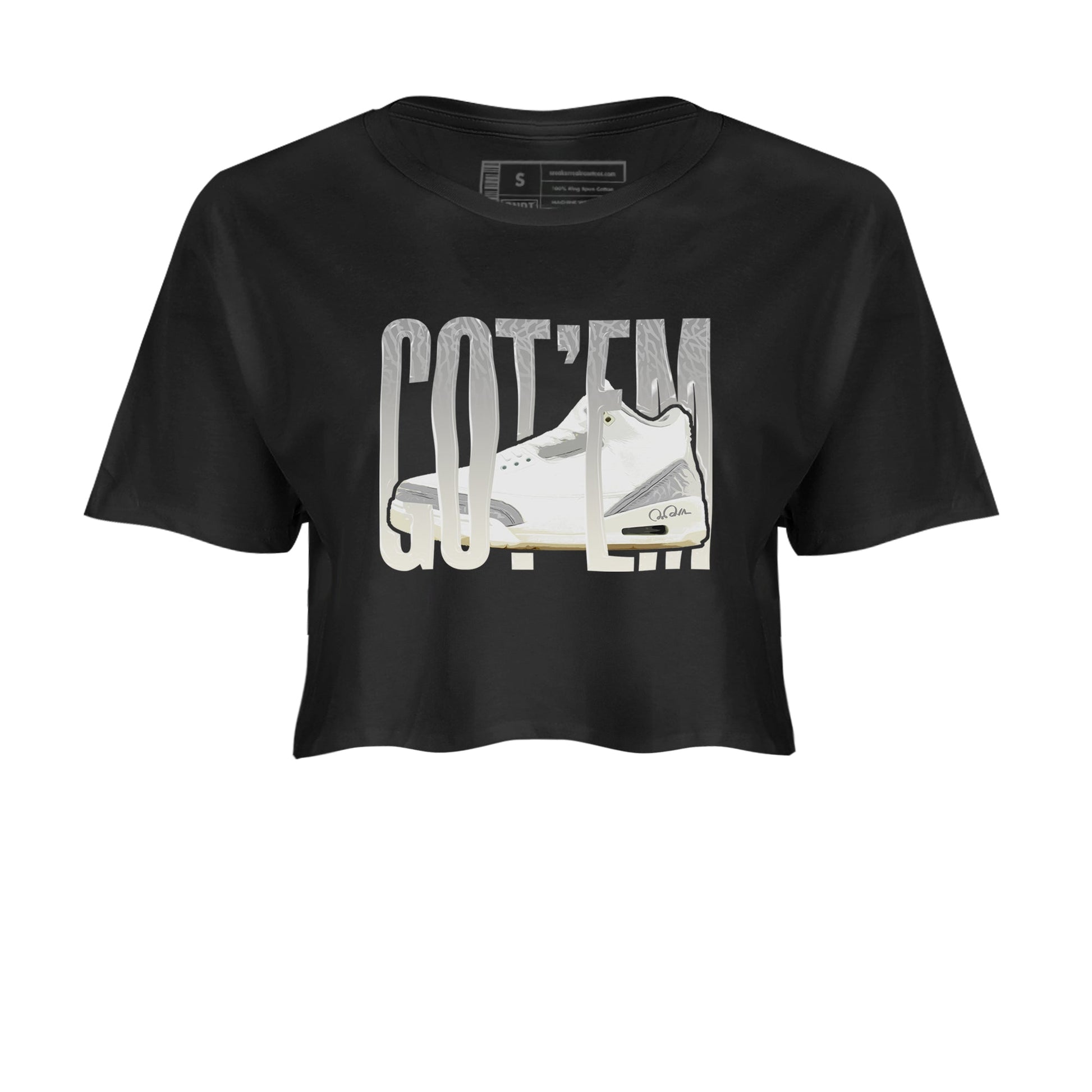 3s Ivory shirt to match jordans Wiggling Gotem sneaker tees Air Jordan 3 Ivory SNRT Sneaker Release Tees Black 2 crop length shirt