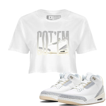 3s Ivory shirt to match jordans Wiggling Gotem sneaker tees Air Jordan 3 Ivory SNRT Sneaker Release Tees White 1 crop length shirt