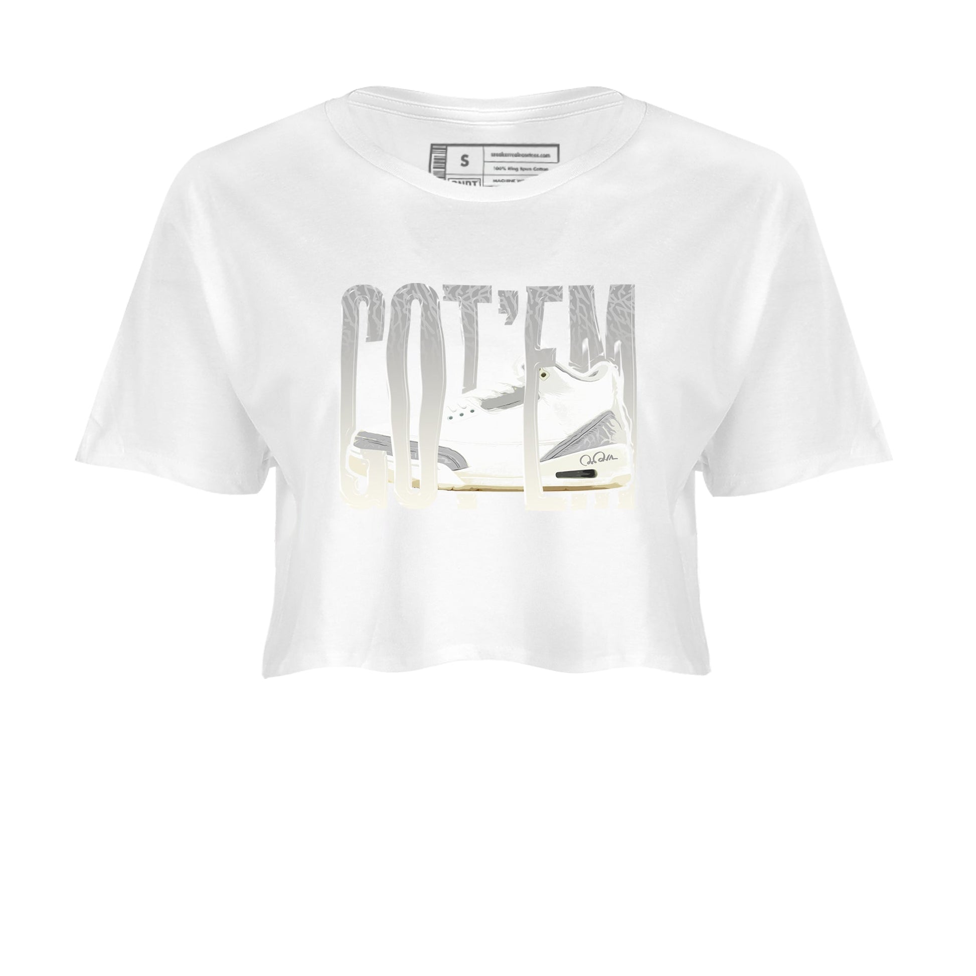 3s Ivory shirt to match jordans Wiggling Gotem sneaker tees Air Jordan 3 Ivory SNRT Sneaker Release Tees White 2 crop length shirt