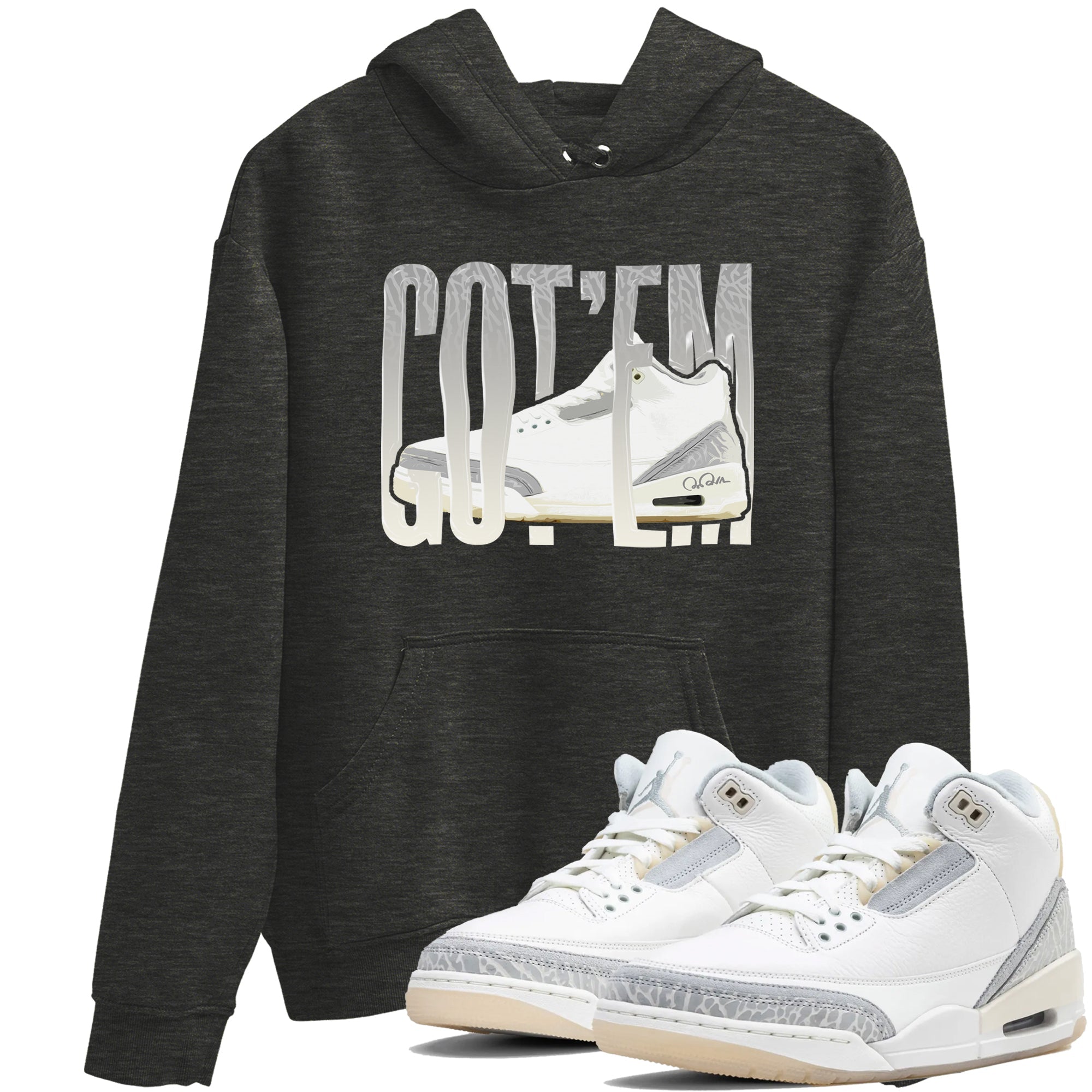 3s Ivory shirt to match jordans Wiggling Gotem sneaker tees Air Jordan 3 Ivory SNRT Sneaker Release Tees unisex cotton Charcoal Heather 1 crew neck shirt