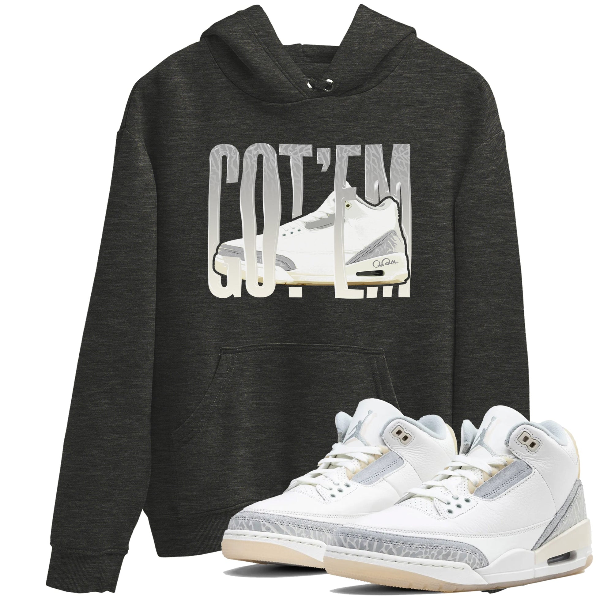 3s Ivory shirt to match jordans Wiggling Gotem sneaker tees Air Jordan 3 Ivory SNRT Sneaker Release Tees unisex cotton Charcoal Heather 1 crew neck shirt