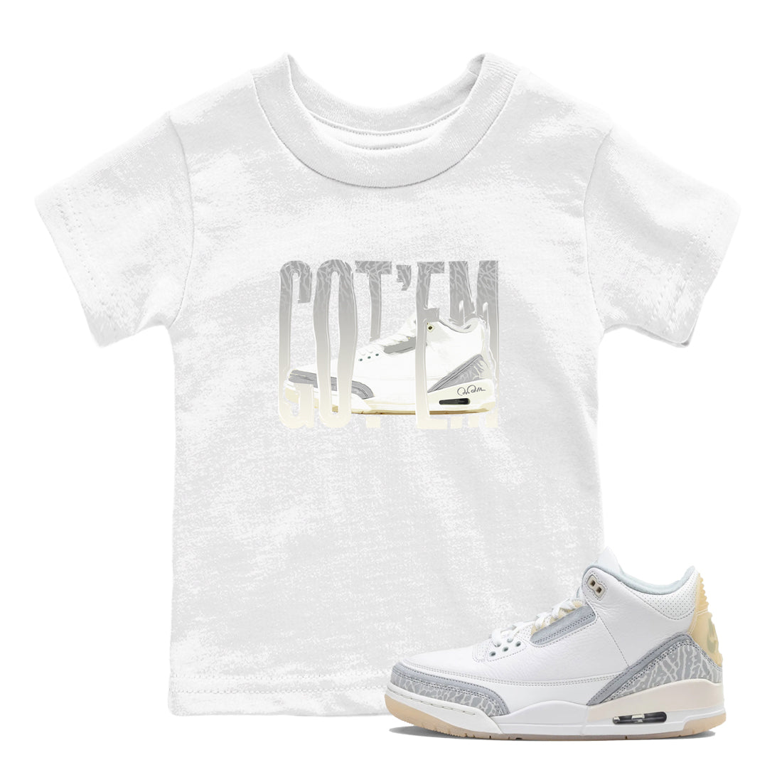 3s Ivory shirt to match jordans Wiggling Gotem sneaker tees Air Jordan 3 Ivory SNRT sneaker release tees baby toddler White 1 cotton Shirt