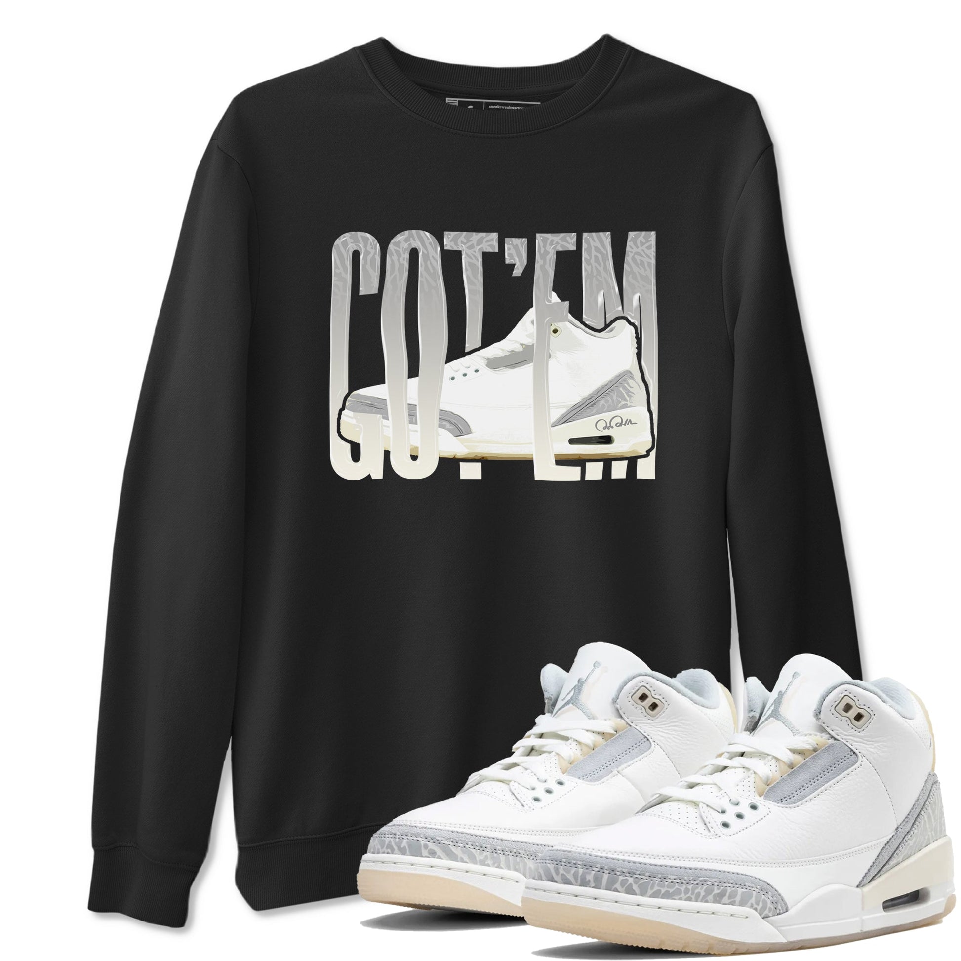 3s Ivory shirt to match jordans Wiggling Gotem sneaker tees Air Jordan 3 Ivory SNRT Sneaker Release Tees unisex cotton Black 1 crew neck shirt