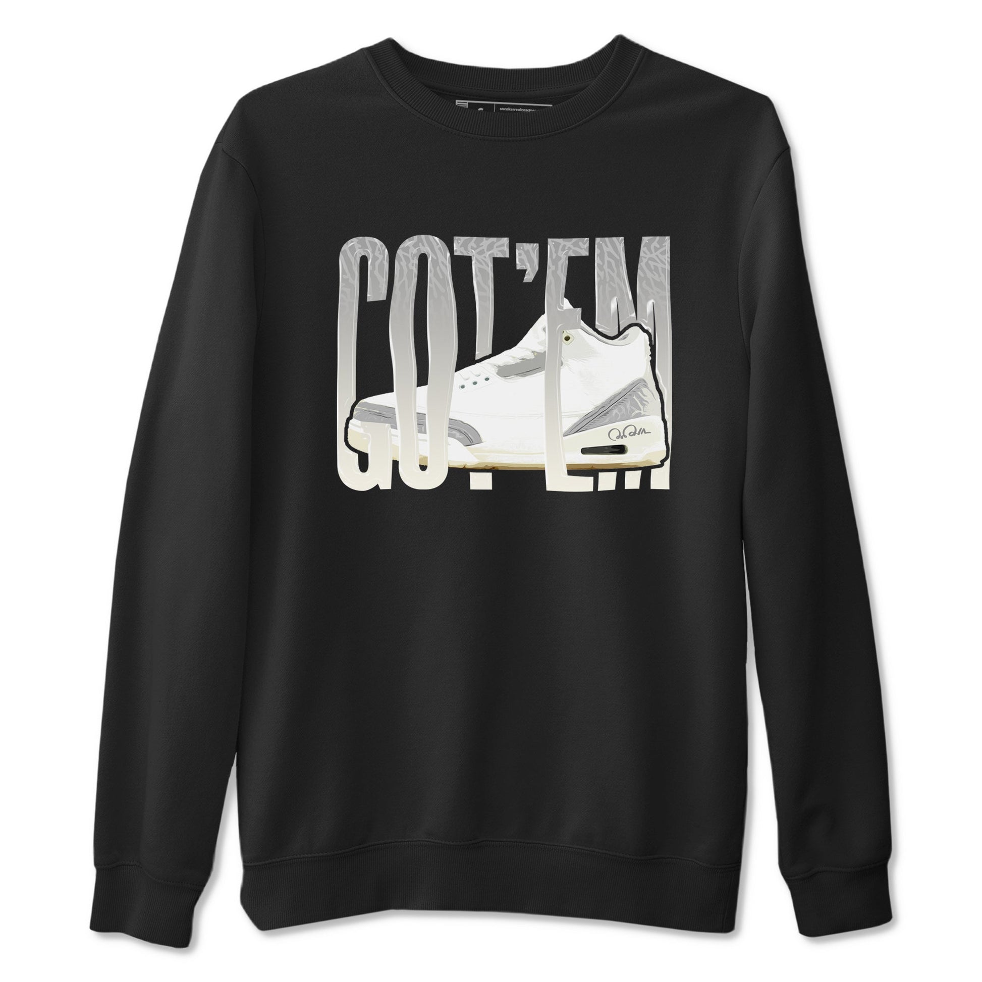3s Ivory shirt to match jordans Wiggling Gotem sneaker tees Air Jordan 3 Ivory SNRT Sneaker Release Tees unisex cotton Black 2 crew neck shirt