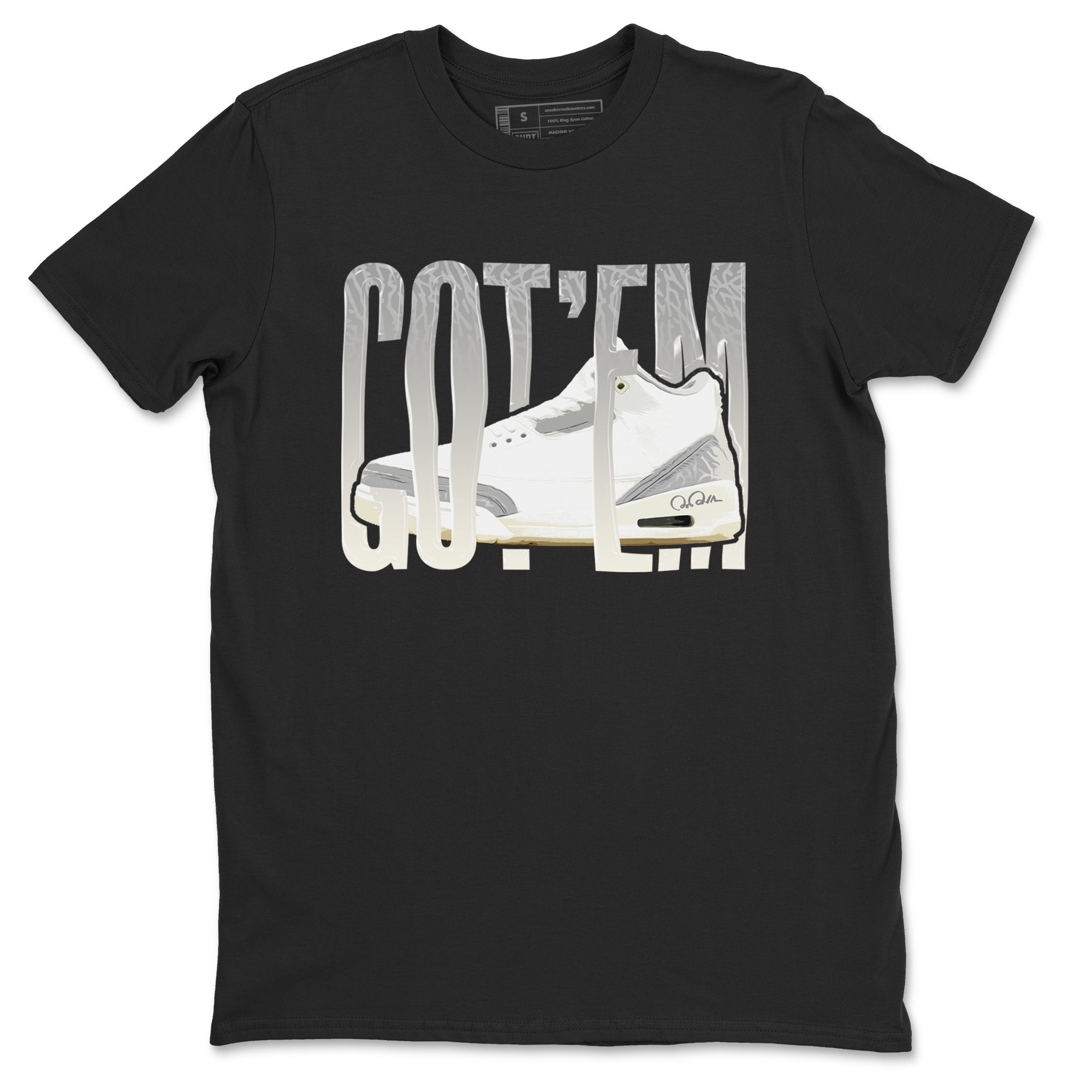 3s Ivory shirt to match jordans Wiggling Gotem sneaker tees Air Jordan 3 Ivory SNRT Sneaker Release Tees unisex cotton Black 2 crew neck shirt