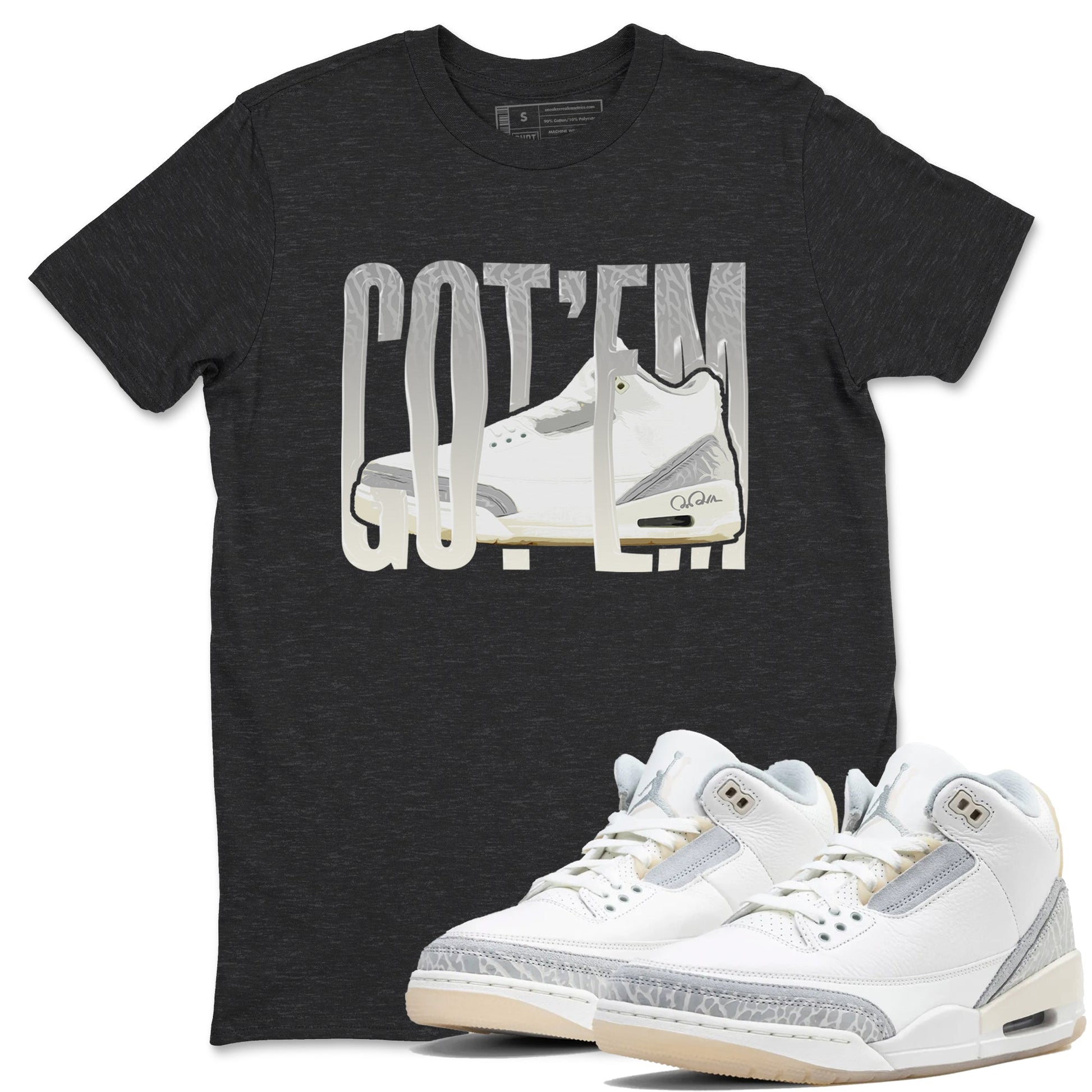 3s Ivory shirt to match jordans Wiggling Gotem sneaker tees Air Jordan 3 Ivory SNRT Sneaker Release Tees unisex cotton Charcoal Heather 1 crew neck shirt