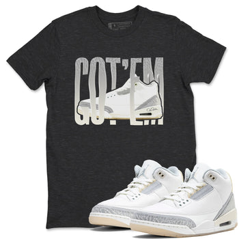 3s Ivory shirt to match jordans Wiggling Gotem sneaker tees Air Jordan 3 Ivory SNRT Sneaker Release Tees unisex cotton Charcoal Heather 1 crew neck shirt