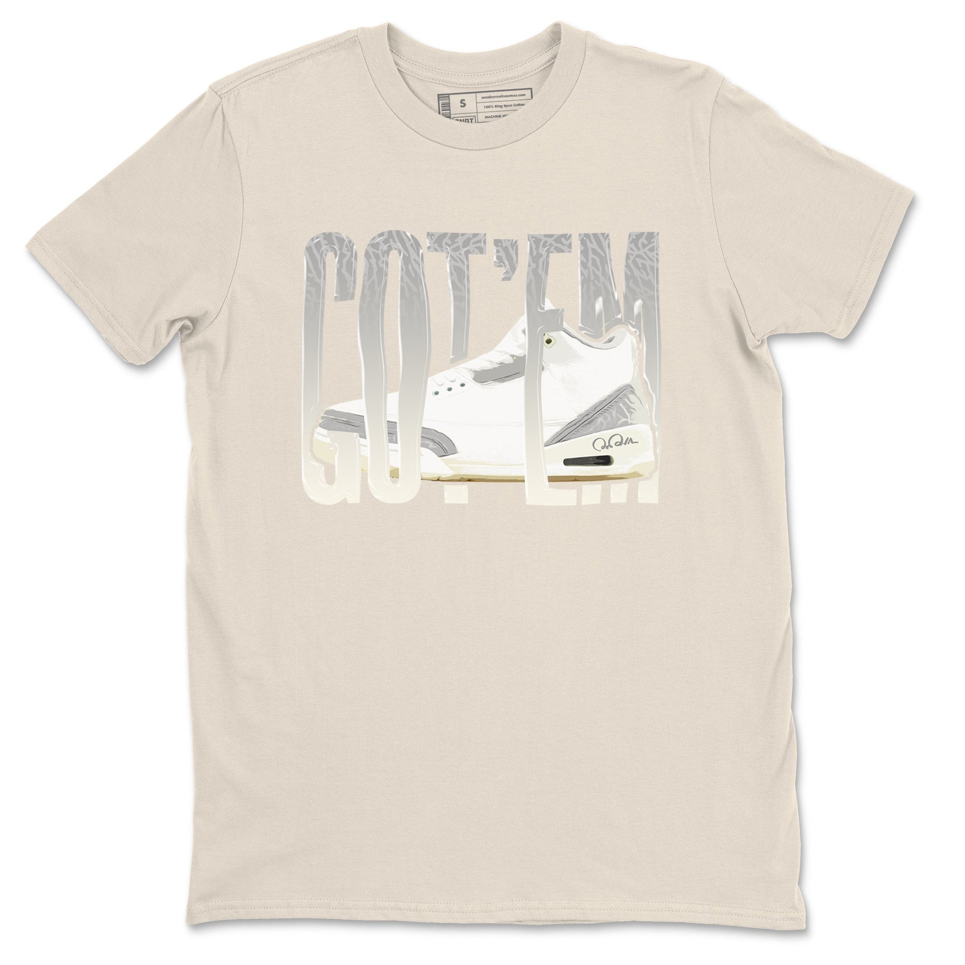 3s Ivory shirt to match jordans Wiggling Gotem sneaker tees Air Jordan 3 Ivory SNRT Sneaker Release Tees unisex cotton Natural 2 crew neck shirt