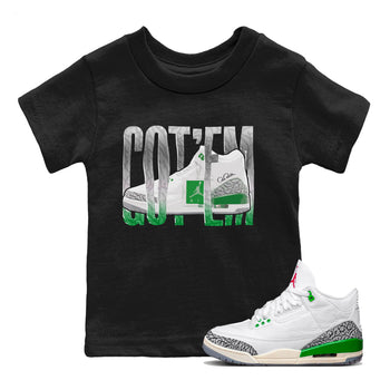 Air Jordan 3 Lucky Green Sneaker Match Tees Wiggling Gotem Sneaker Tees AJ3 Lucky Green Sneaker Release Tees Kids Shirts Black 1