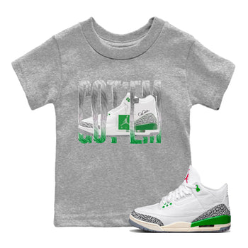 Air Jordan 3 Lucky Green Sneaker Match Tees Wiggling Gotem Sneaker Tees AJ3 Lucky Green Sneaker Release Tees Kids Shirts Heather Grey 1