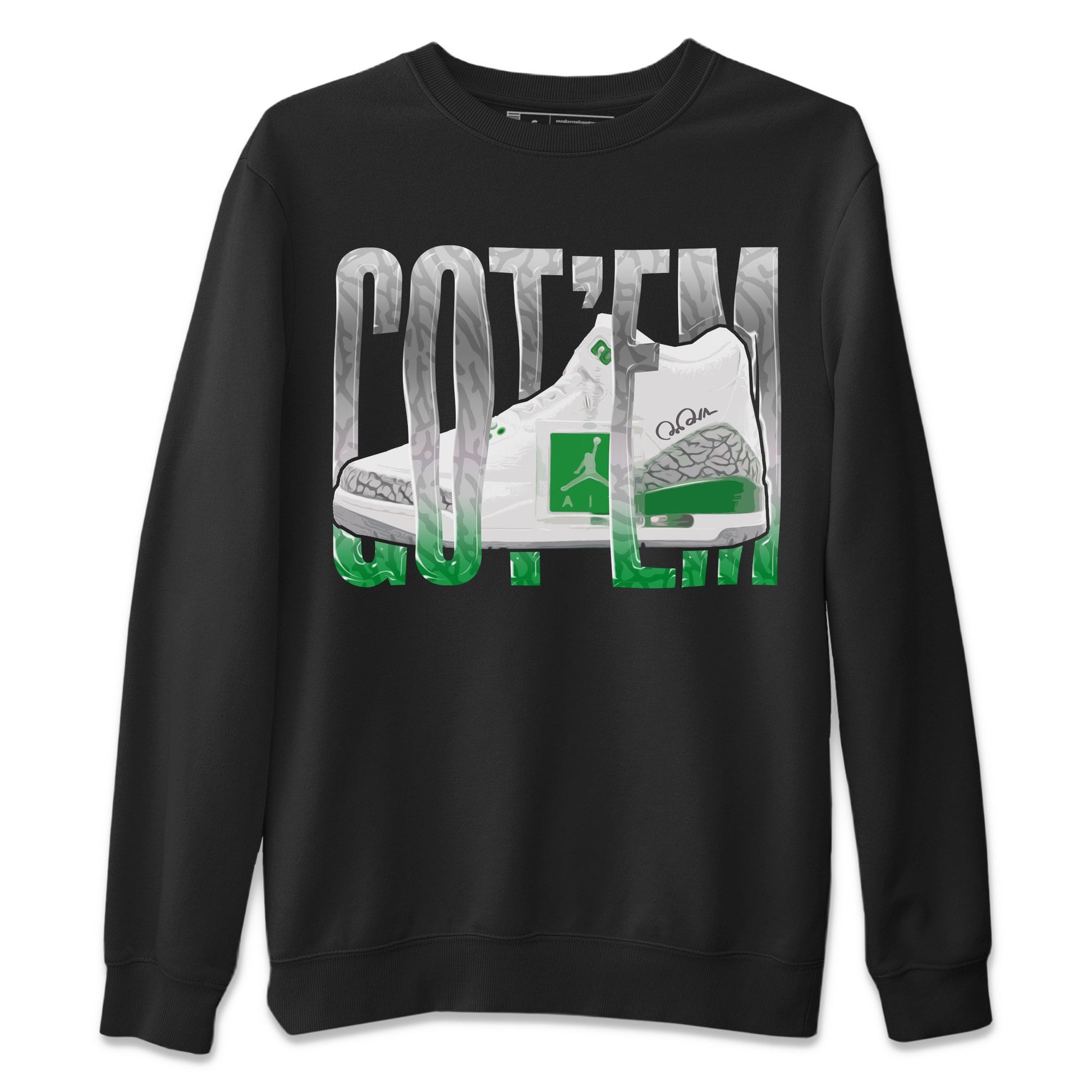 Air Jordan 3 Lucky Green Sneaker Match Tees Wiggling Gotem Sneaker Tees AJ3 Lucky Green Sneaker Release Tees Unisex Shirts Black 2