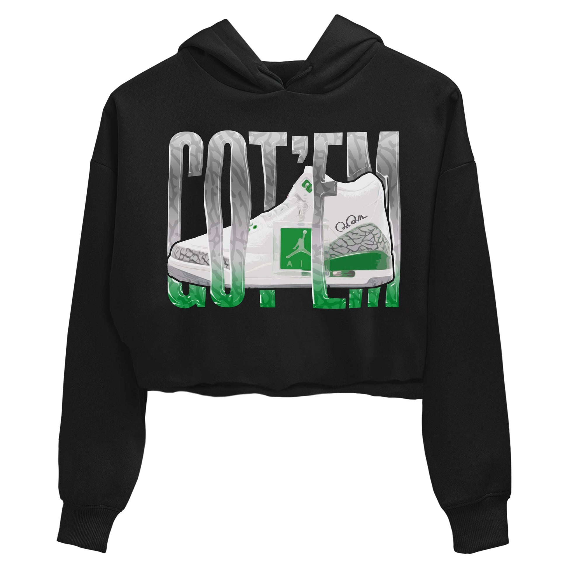 Air Jordan 3 Lucky Green Sneaker Match Tees Wiggling Gotem Sneaker Tees AJ3 Lucky Green Sneaker Release Tees Women's Shirts Black 2