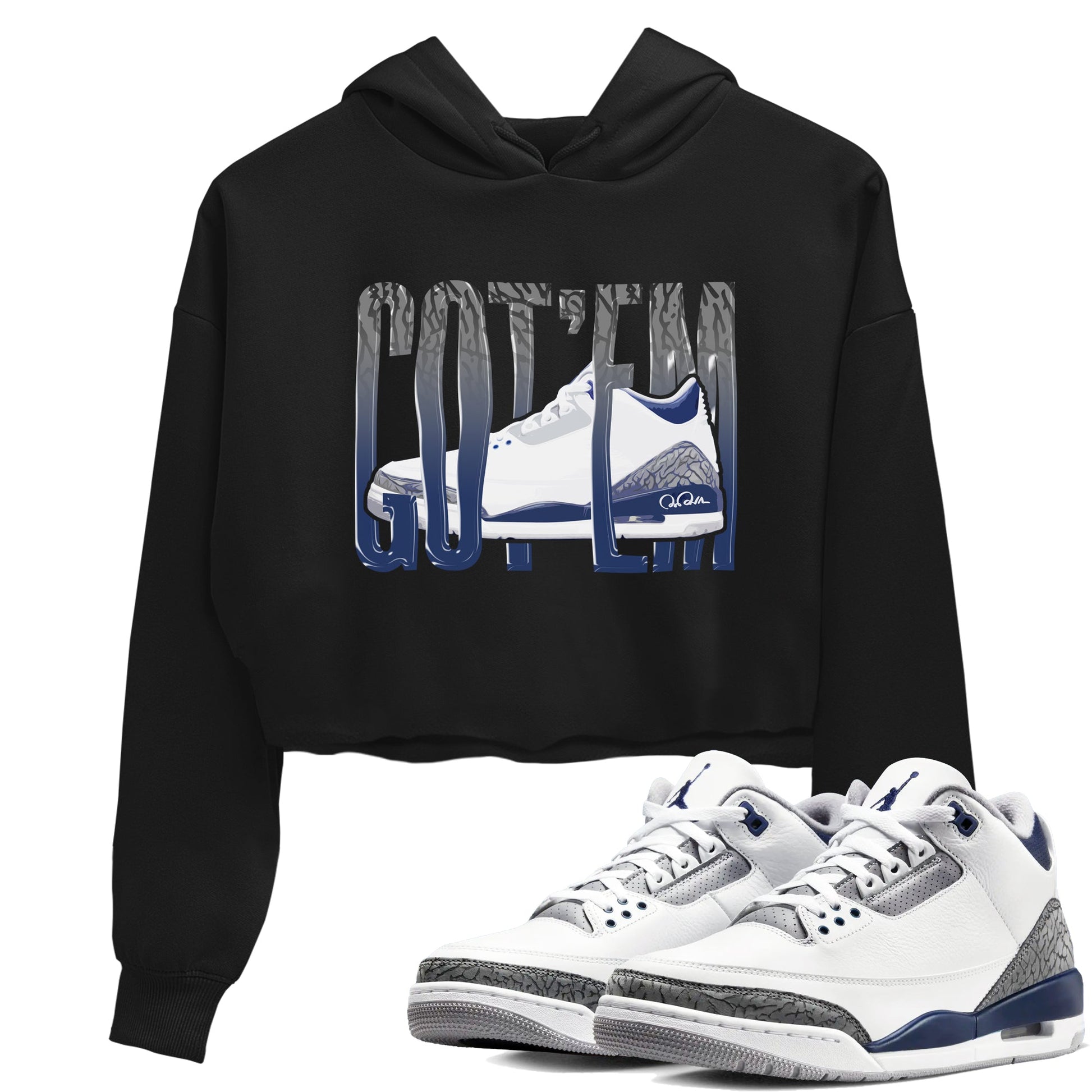 3s Midnight Navy shirt to match jordans Wiggling Gotem sneaker tees Air Jordan 3 Midnight Navy SNRT Sneaker Release Tees Black 1 crop length shirt