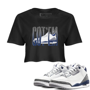 3s Midnight Navy shirt to match jordans Wiggling Gotem sneaker tees Air Jordan 3 Midnight Navy SNRT Sneaker Release Tees Black 1 crop length shirt