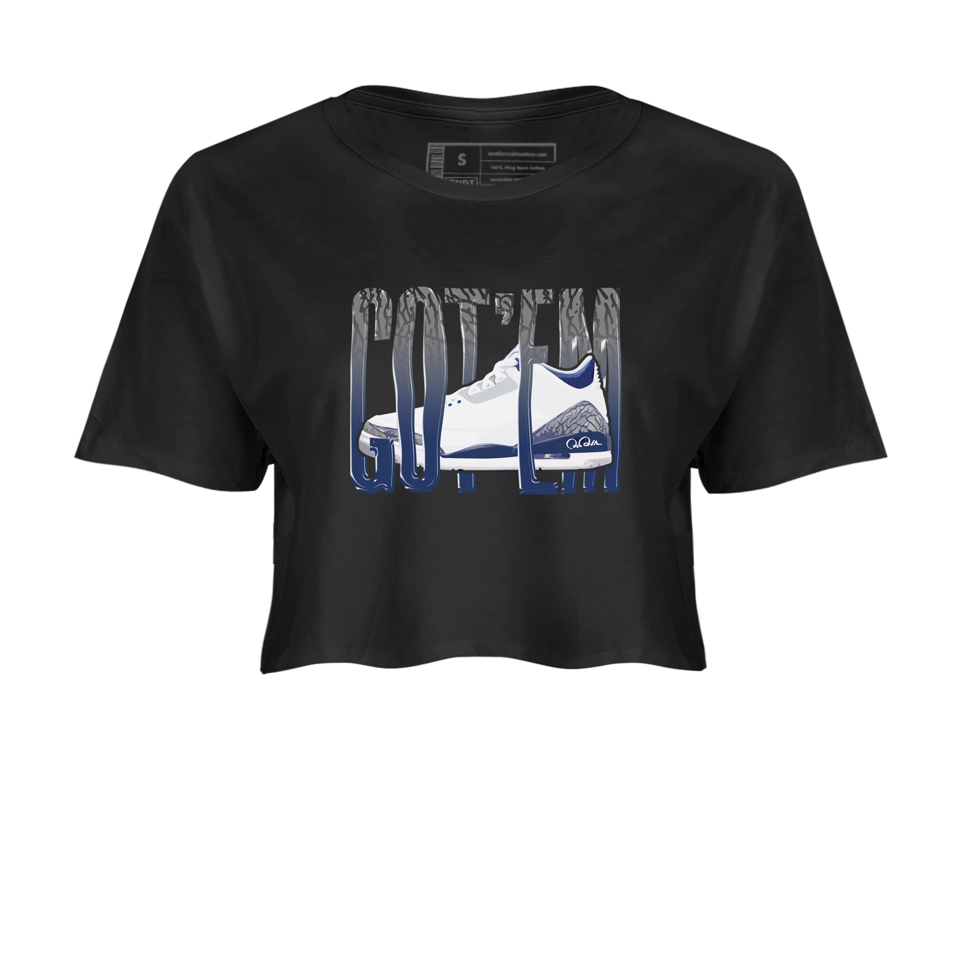 3s Midnight Navy shirt to match jordans Wiggling Gotem sneaker tees Air Jordan 3 Midnight Navy SNRT Sneaker Release Tees Black 2 crop length shirt