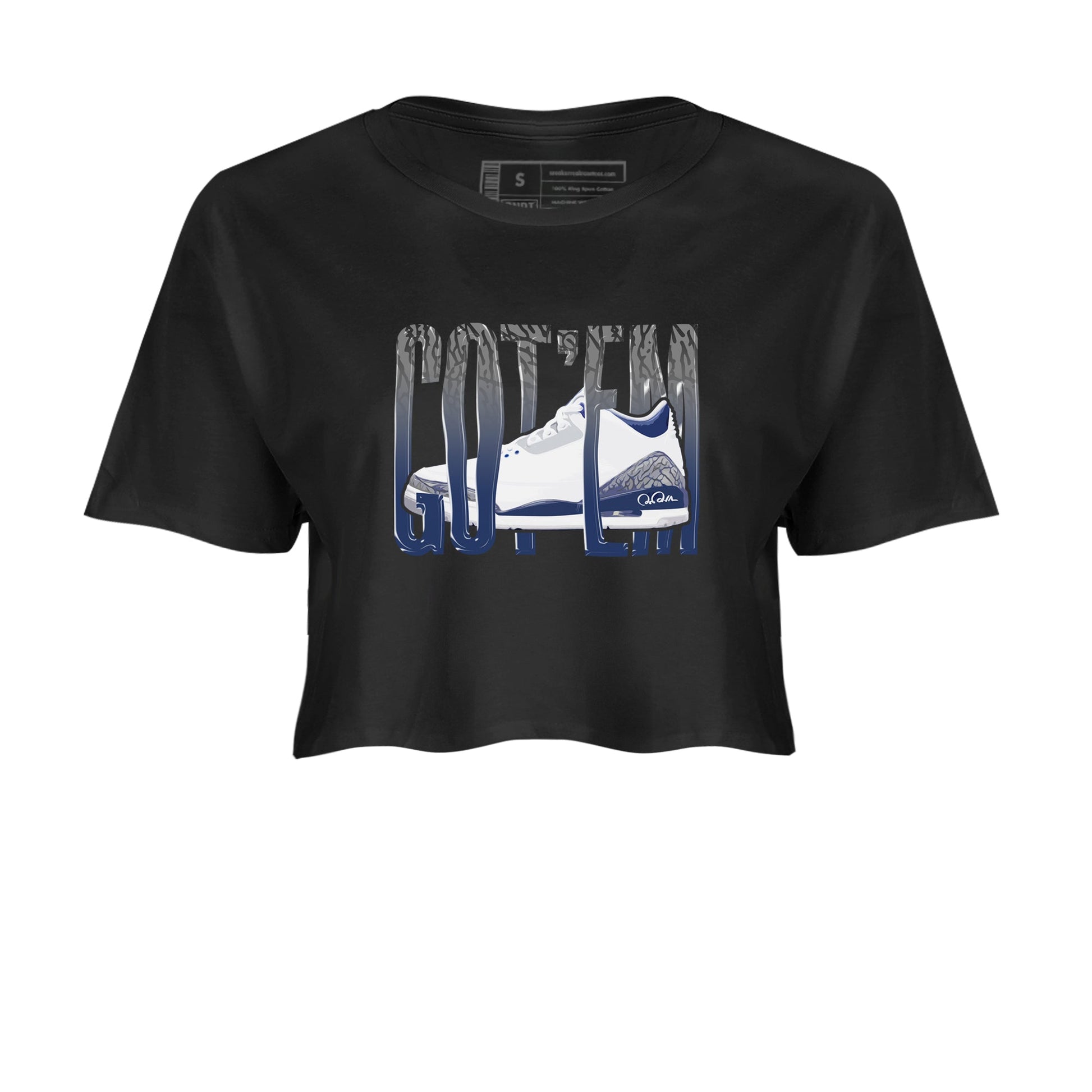 3s Midnight Navy shirt to match jordans Wiggling Gotem sneaker tees Air Jordan 3 Midnight Navy SNRT Sneaker Release Tees Black 2 crop length shirt