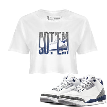 3s Midnight Navy shirt to match jordans Wiggling Gotem sneaker tees Air Jordan 3 Midnight Navy SNRT Sneaker Release Tees White 1 crop length shirt