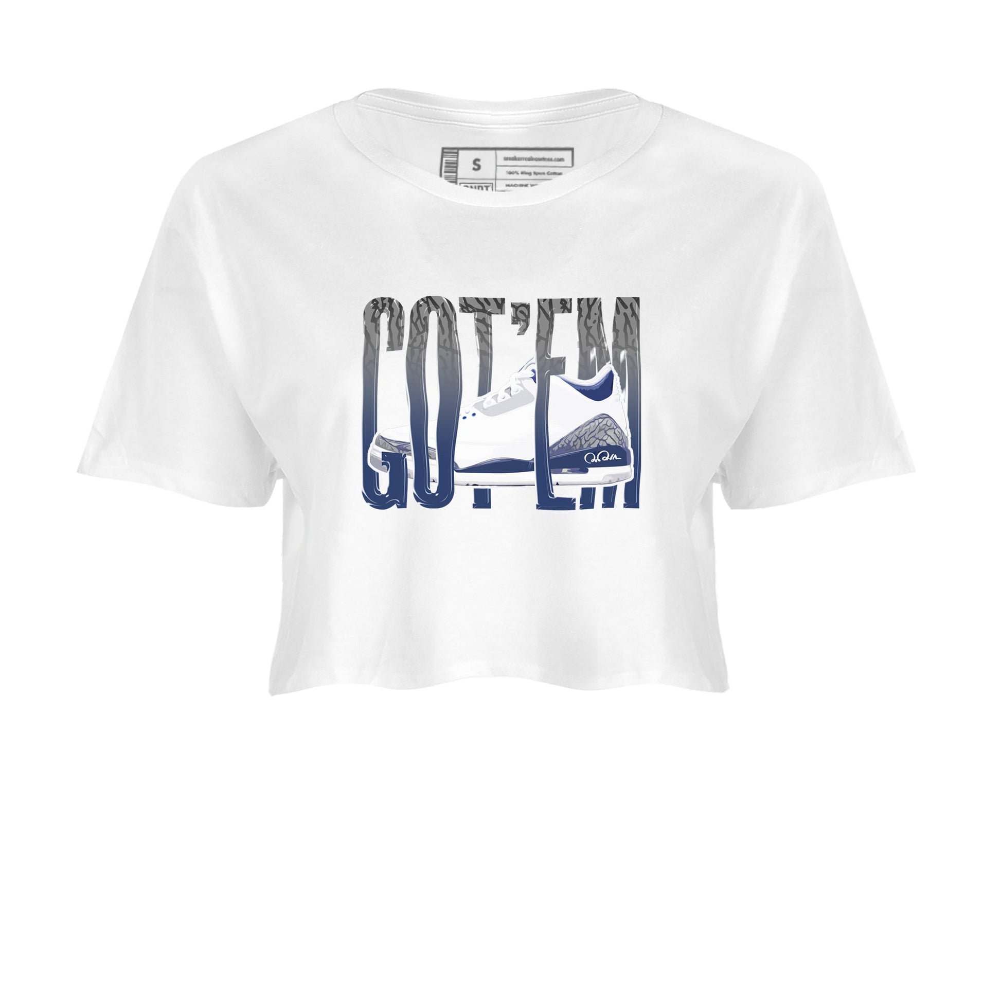 3s Midnight Navy shirt to match jordans Wiggling Gotem sneaker tees Air Jordan 3 Midnight Navy SNRT Sneaker Release Tees White 2 crop length shirt