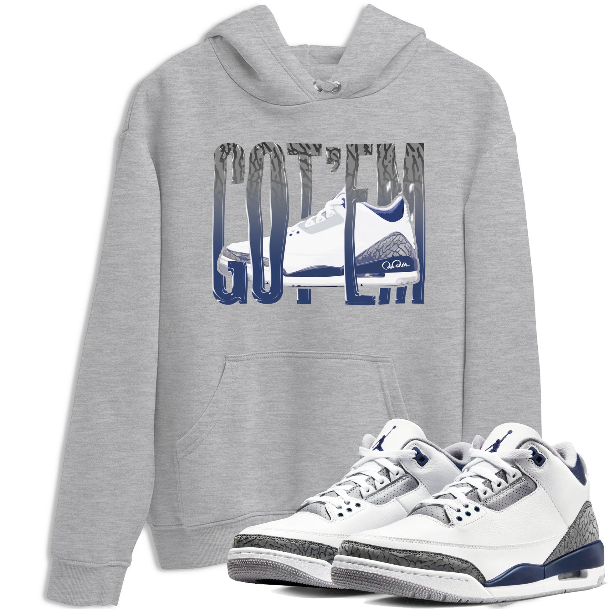 3s Midnight Navy shirt to match jordans Wiggling Gotem sneaker tees Air Jordan 3 Midnight Navy SNRT Sneaker Release Tees unisex cotton Heather Grey 1 crew neck shirt