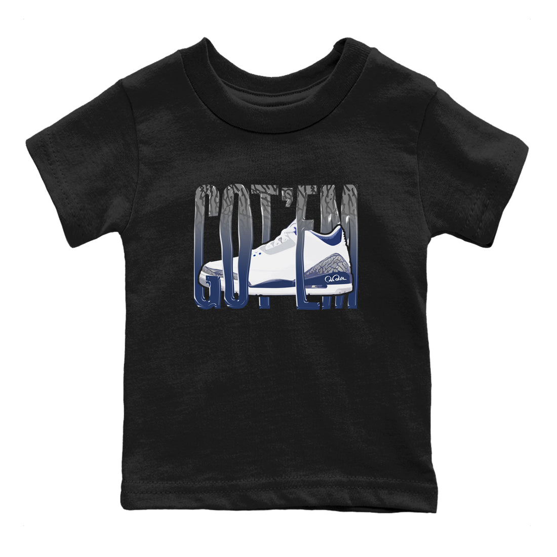 3s Midnight Navy shirt to match jordans Wiggling Gotem sneaker tees Air Jordan 3 Midnight Navy SNRT sneaker release tees baby toddler Black 2 cotton Shirt