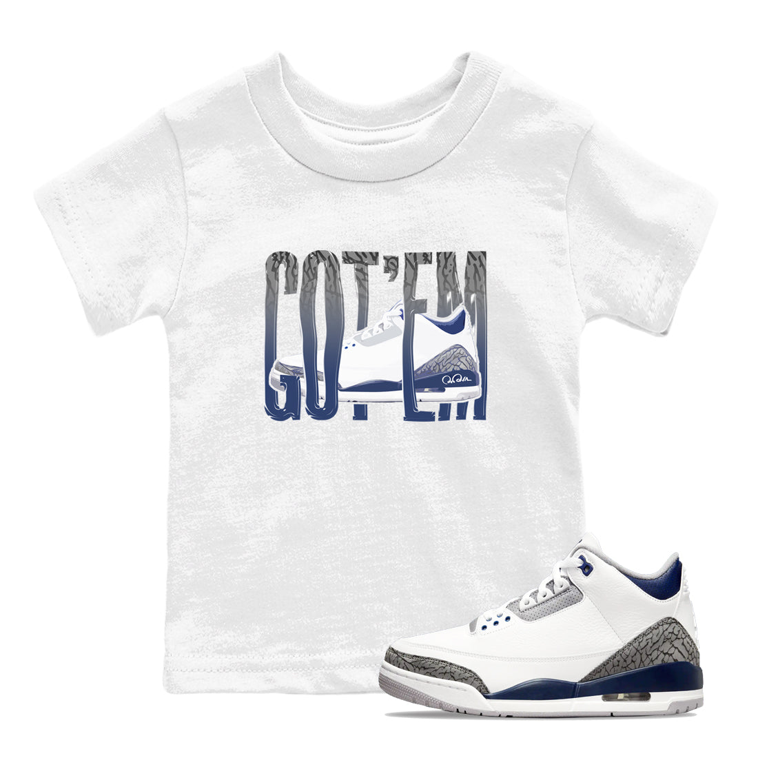 3s Midnight Navy shirt to match jordans Wiggling Gotem sneaker tees Air Jordan 3 Midnight Navy SNRT sneaker release tees baby toddler White 1 cotton Shirt
