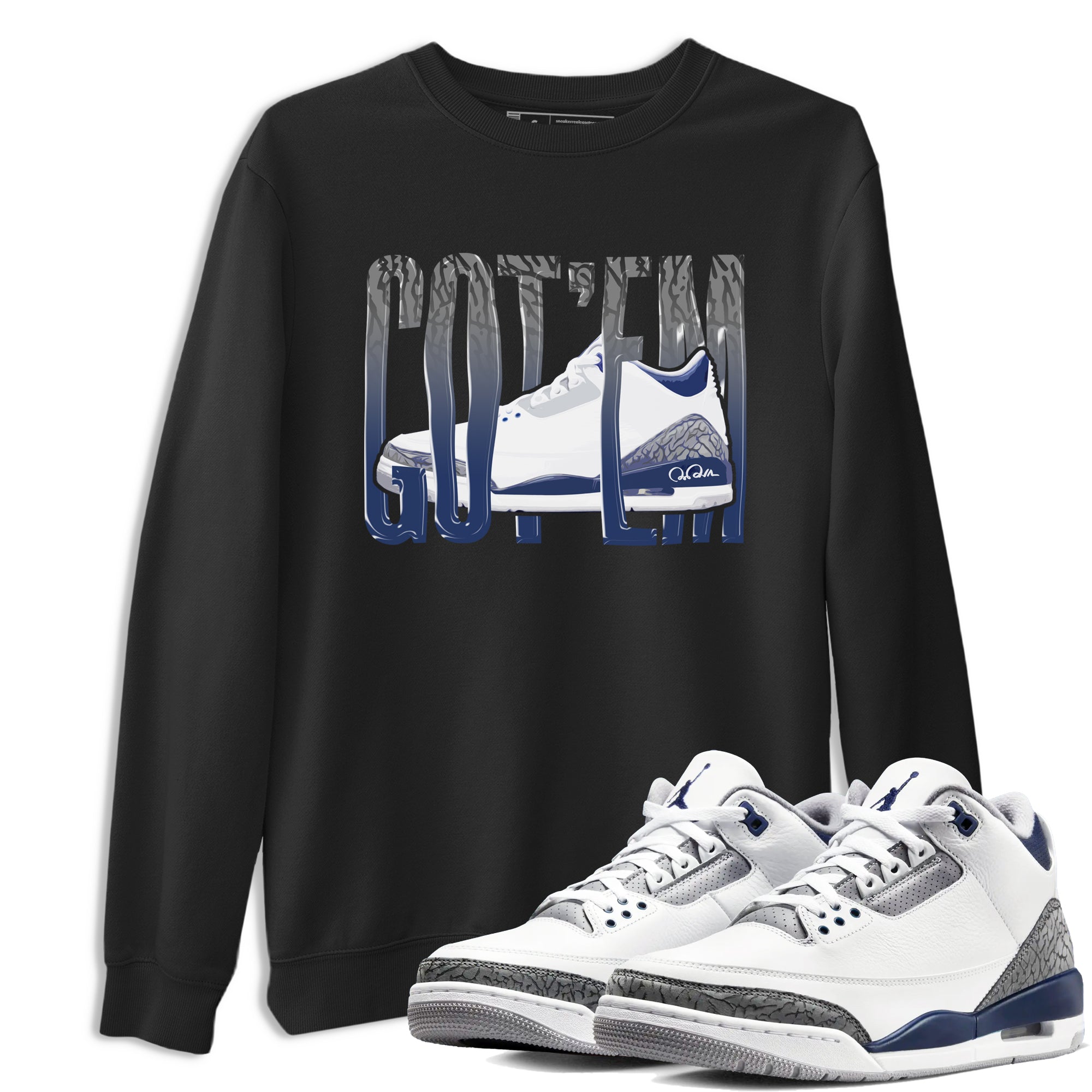 3s Midnight Navy shirt to match jordans Wiggling Gotem sneaker tees Air Jordan 3 Midnight Navy SNRT Sneaker Release Tees unisex cotton Black 1 crew neck shirt