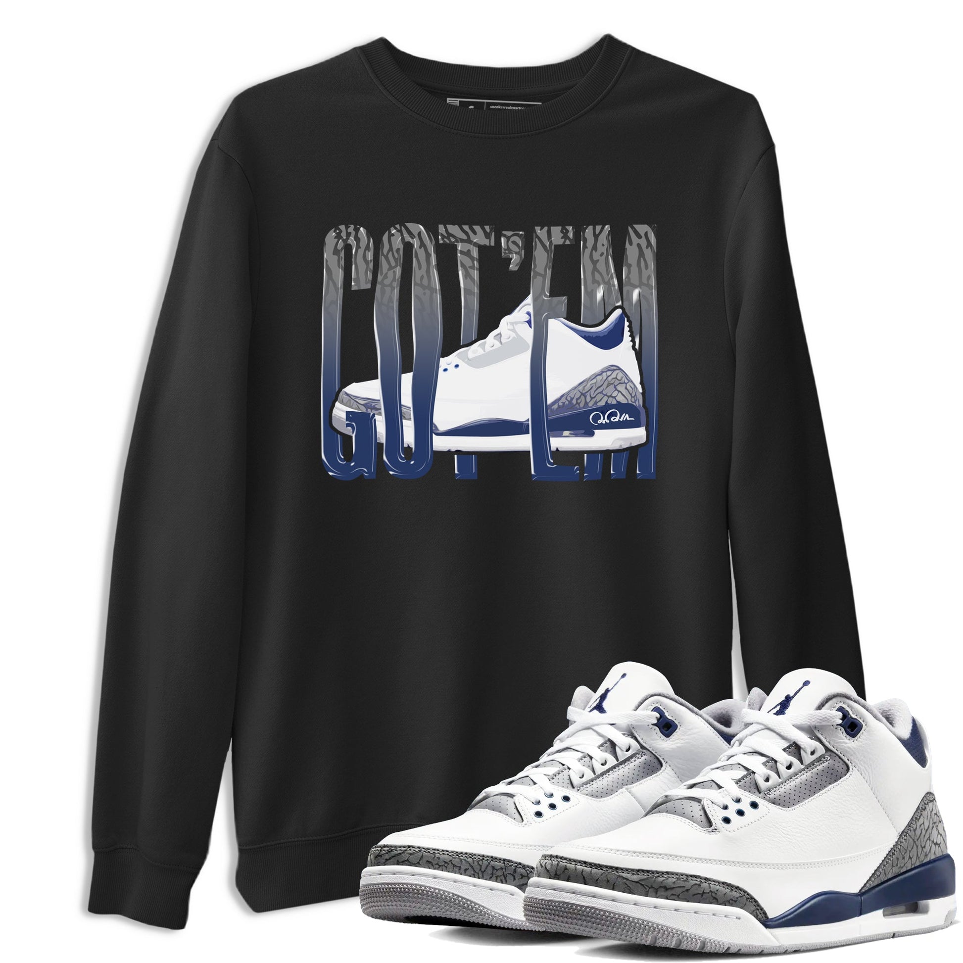 3s Midnight Navy shirt to match jordans Wiggling Gotem sneaker tees Air Jordan 3 Midnight Navy SNRT Sneaker Release Tees unisex cotton Black 1 crew neck shirt