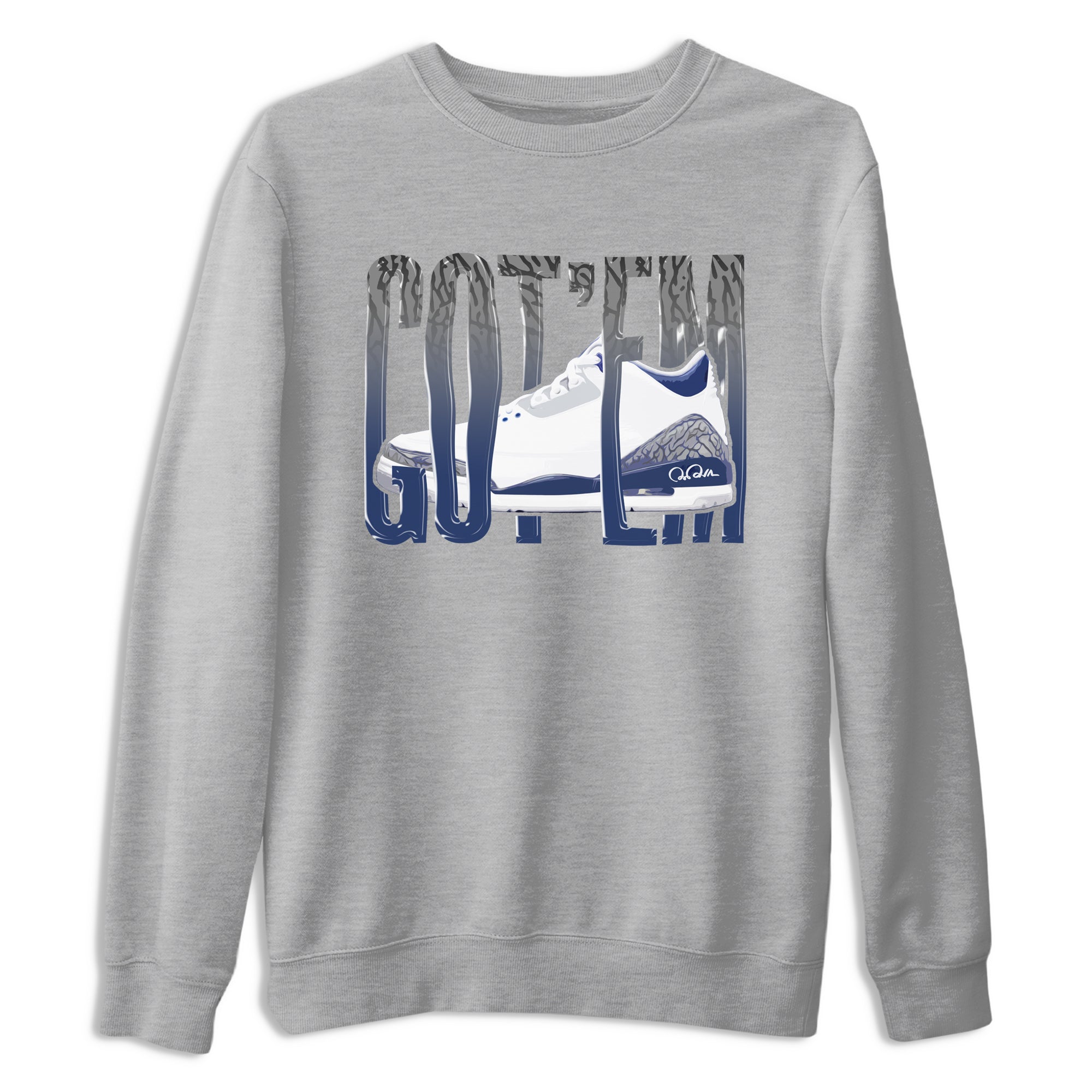 3s Midnight Navy shirt to match jordans Wiggling Gotem sneaker tees Air Jordan 3 Midnight Navy SNRT Sneaker Release Tees unisex cotton Heather Grey 2 crew neck shirt