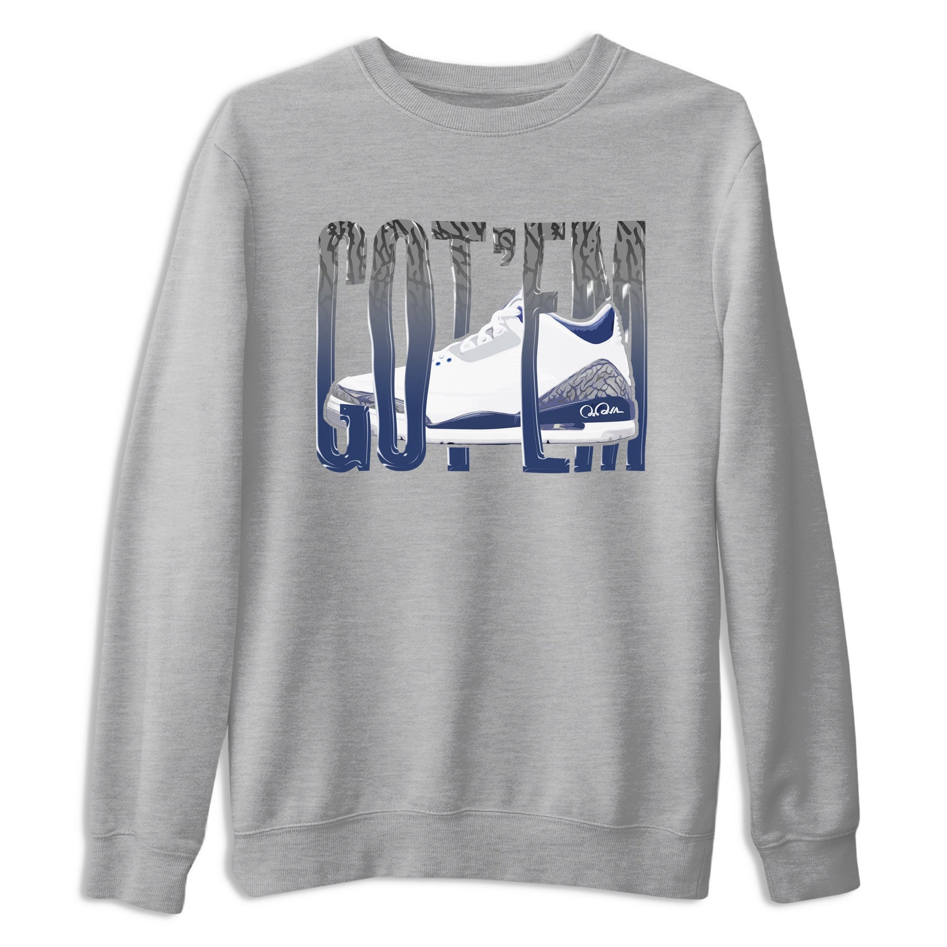 3s Midnight Navy shirt to match jordans Wiggling Gotem sneaker tees Air Jordan 3 Midnight Navy SNRT Sneaker Release Tees unisex cotton Heather Grey 2 crew neck shirt