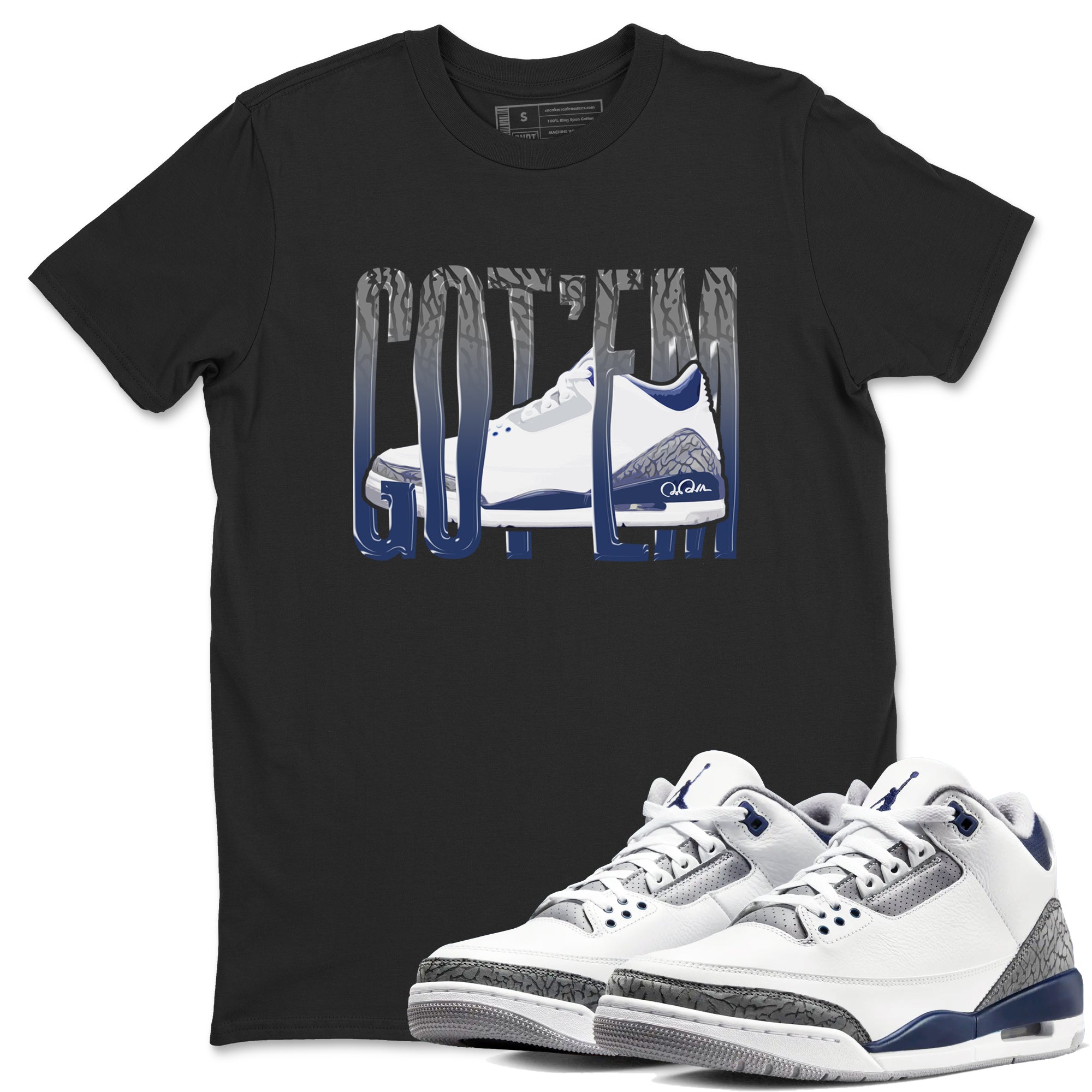3s Midnight Navy shirt to match jordans Wiggling Gotem sneaker tees Air Jordan 3 Midnight Navy SNRT Sneaker Release Tees unisex cotton Black 1 crew neck shirt