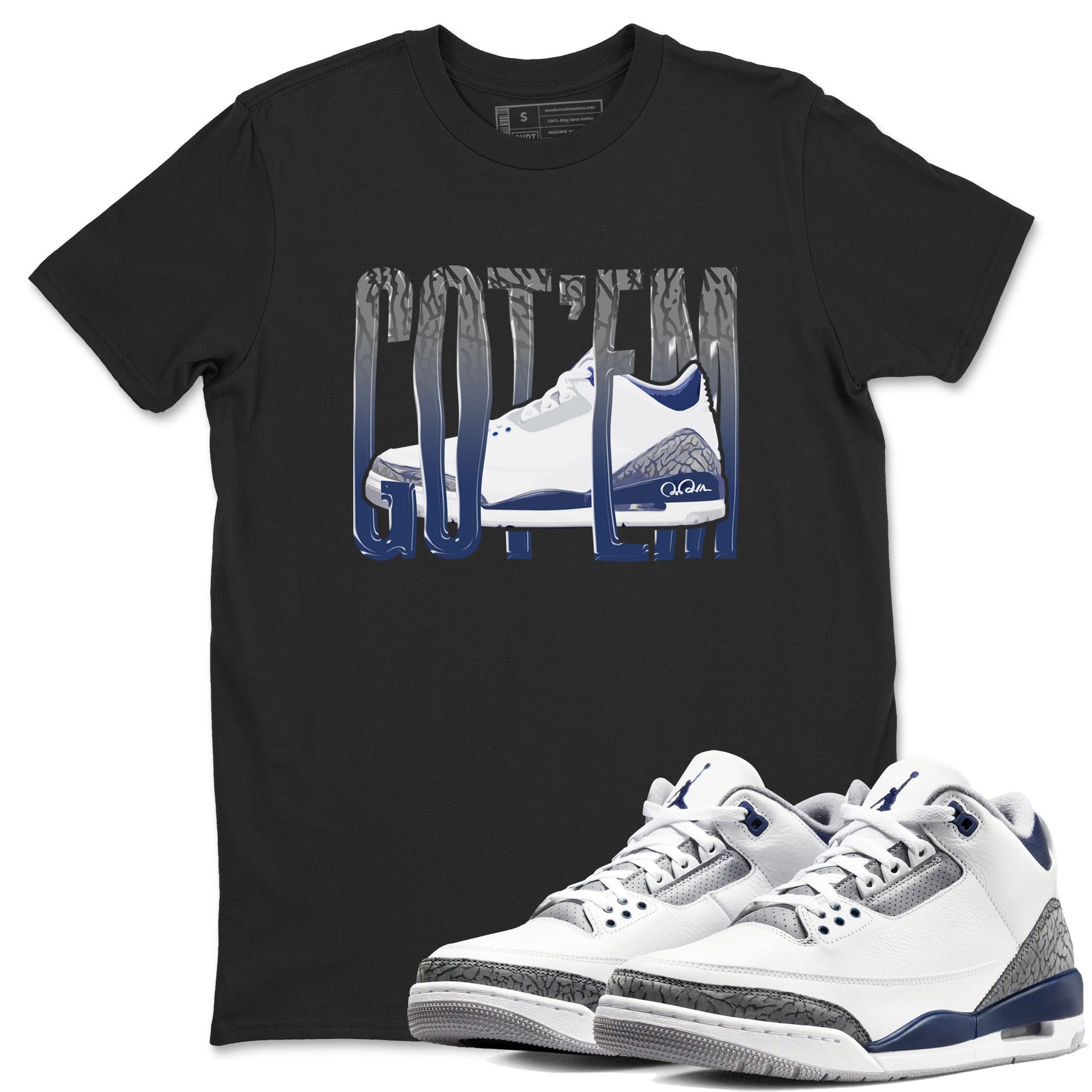 3s Midnight Navy shirt to match jordans Wiggling Gotem sneaker tees Air Jordan 3 Midnight Navy SNRT Sneaker Release Tees unisex cotton Black 1 crew neck shirt