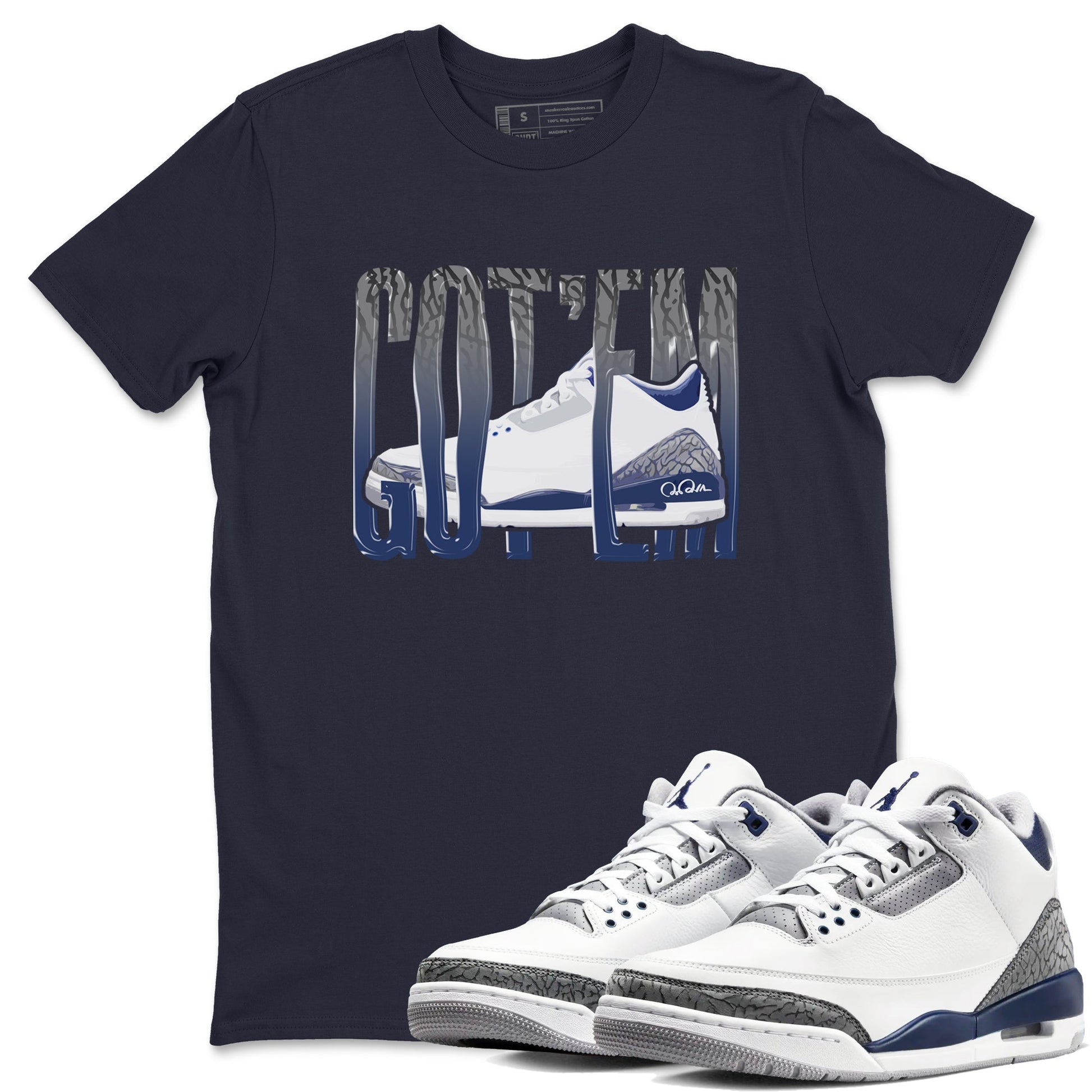 3s Midnight Navy shirt to match jordans Wiggling Gotem sneaker tees Air Jordan 3 Midnight Navy SNRT Sneaker Release Tees unisex cotton Navy 1 crew neck shirt