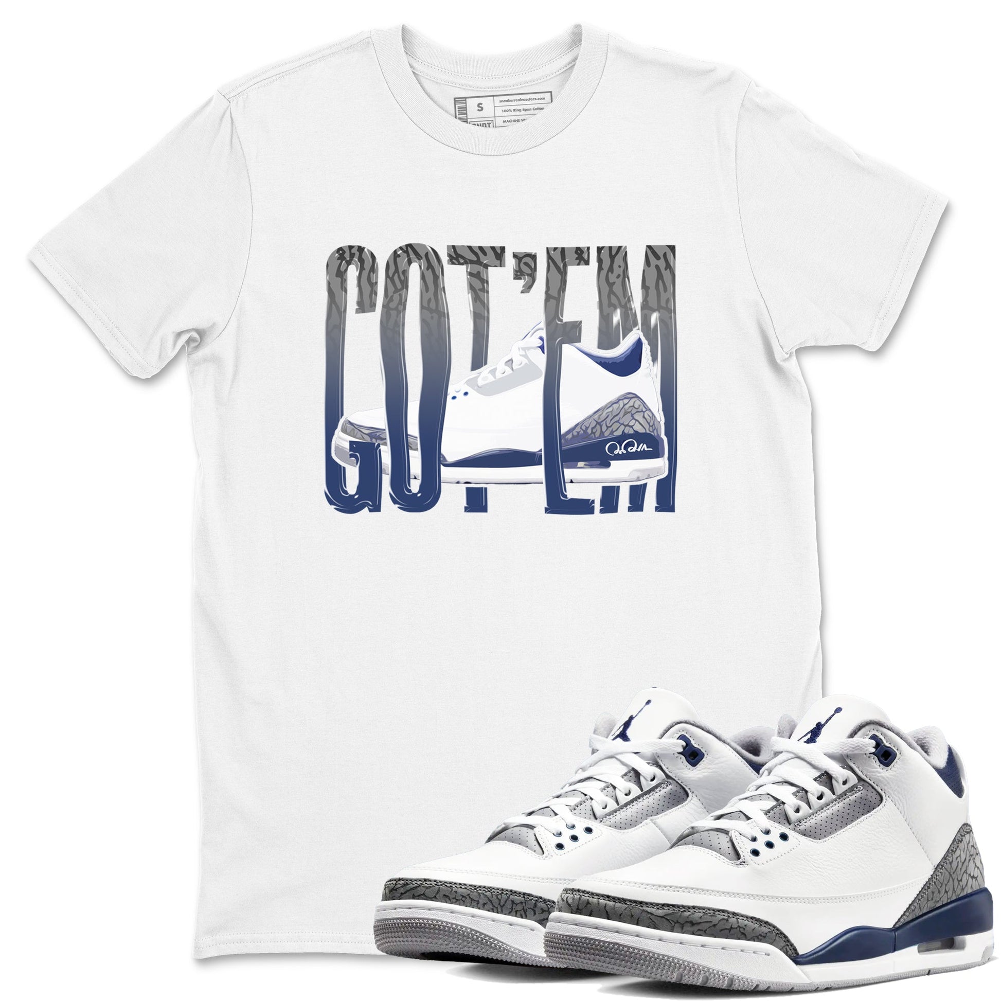 3s Midnight Navy shirt to match jordans Wiggling Gotem sneaker tees Air Jordan 3 Midnight Navy SNRT Sneaker Release Tees unisex cotton White 1 crew neck shirt
