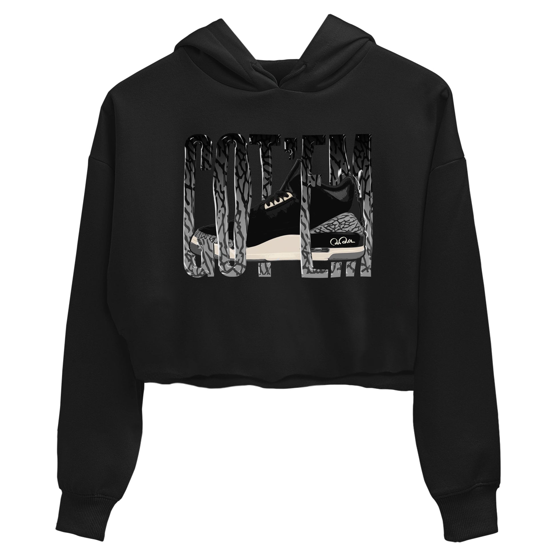 Air Jordan 3 Off Noir shirt to match jordans Wiggling Gotem sneaker tees AJ3 Off Noir SNRT Sneaker Release Tees Black 2 Crop T-Shirt
