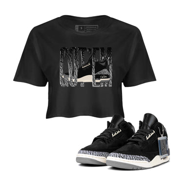 Air Jordan 3 Off Noir shirt to match jordans Wiggling Gotem sneaker tees AJ3 Off Noir SNRT Sneaker Release Tees Black 1 Crop T-Shirt