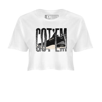 Air Jordan 3 Off Noir shirt to match jordans Wiggling Gotem sneaker tees AJ3 Off Noir SNRT Sneaker Release Tees White 2 Crop T-Shirt