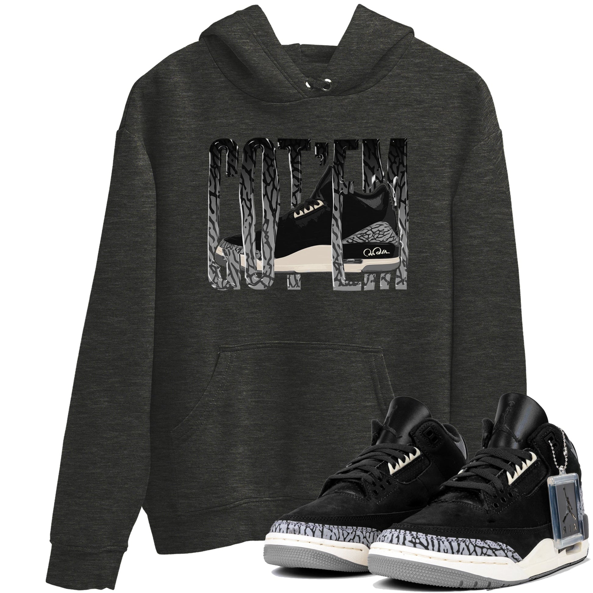 Air Jordan 3 Off Noir shirt to match jordans Wiggling Gotem sneaker tees AJ3 Off Noir SNRT Sneaker Release Tees Unisex Charcoal Heather 1 T-Shirt