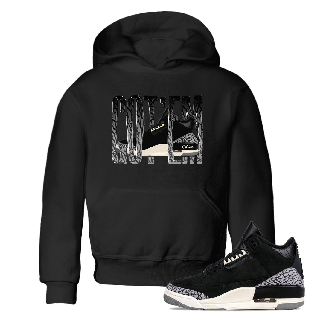 Air Jordan 3 Off Noir shirt to match jordans Wiggling Gotem sneaker tees AJ3 Off Noir SNRT Sneaker Release Tees Baby Toddler Black 1 T-Shirt