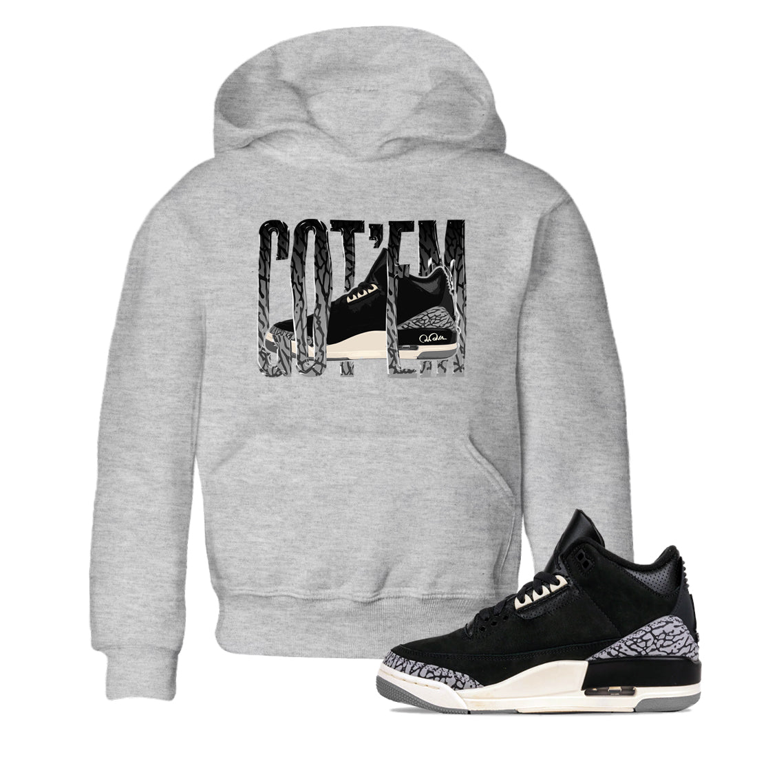 Air Jordan 3 Off Noir shirt to match jordans Wiggling Gotem sneaker tees AJ3 Off Noir SNRT Sneaker Release Tees Baby Toddler Heather Grey 1 T-Shirt