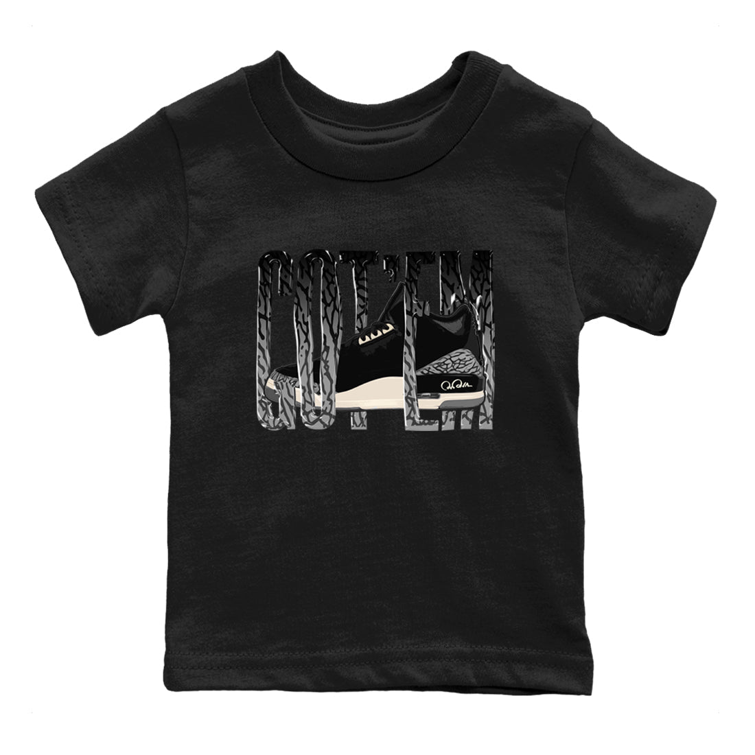 Air Jordan 3 Off Noir shirt to match jordans Wiggling Gotem sneaker tees AJ3 Off Noir SNRT Sneaker Release Tees Baby Toddler Black 2 T-Shirt
